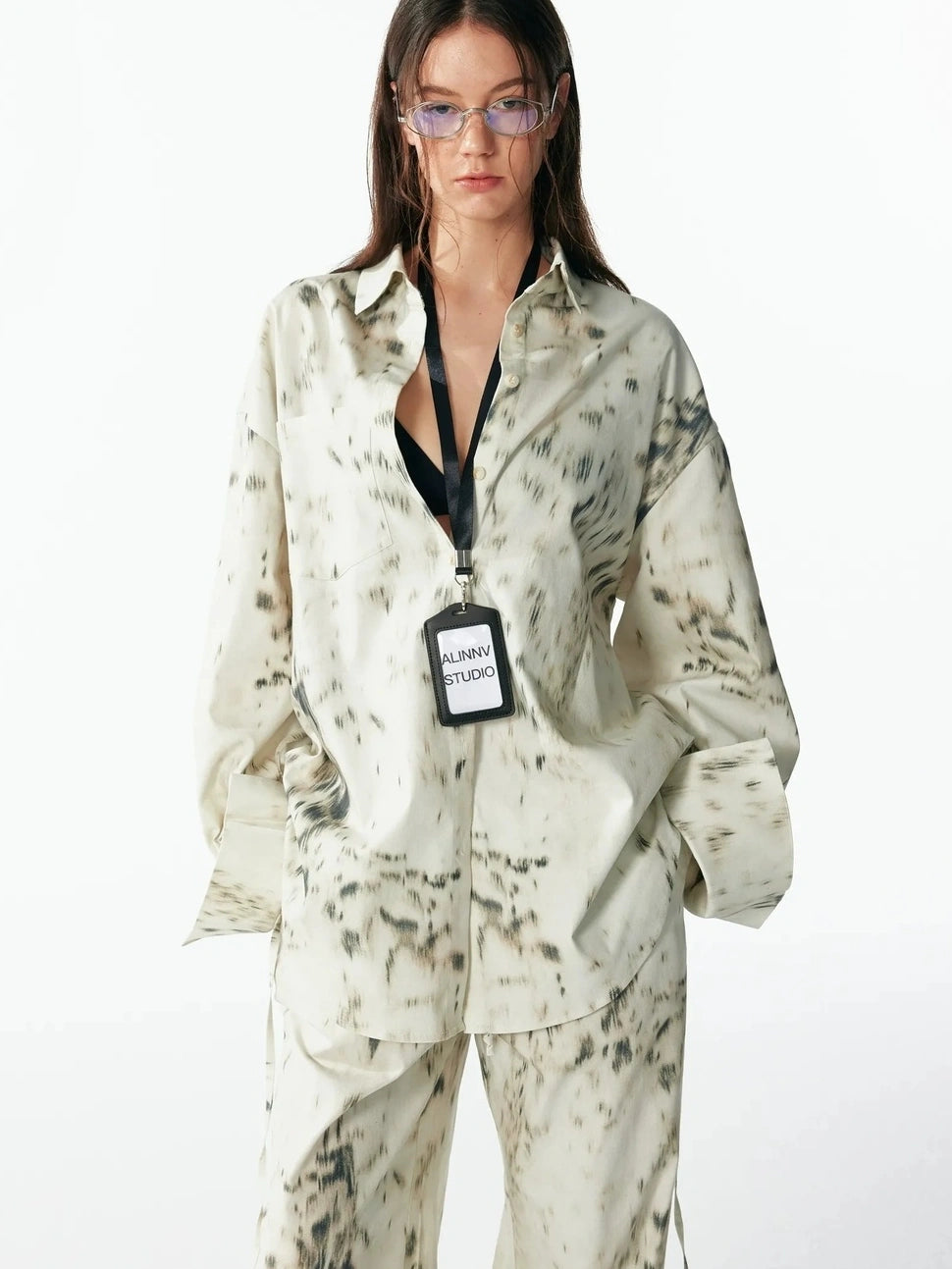 Retro Wild Leopard Print Loose Shirt And Straight Pants Set Shirts