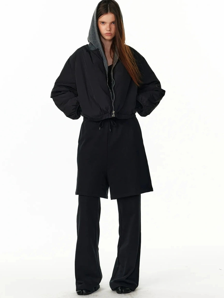 ALINNV STUDIO Short Puffer Jacket 90 White Duck Down Round Neck Down Jacket