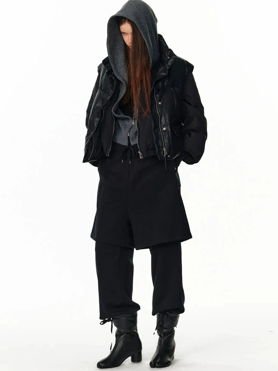 ALINNV STUDIO Short Puffer Jacket 90 White Duck Down Round Neck Down Jacket