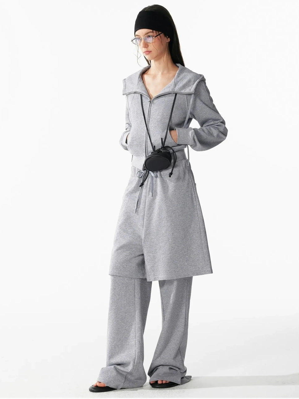 ALINNV STUDIO Slim Fit Cropped Hooded Zip Up Sweatshirt Hoodies/Sweatshirt