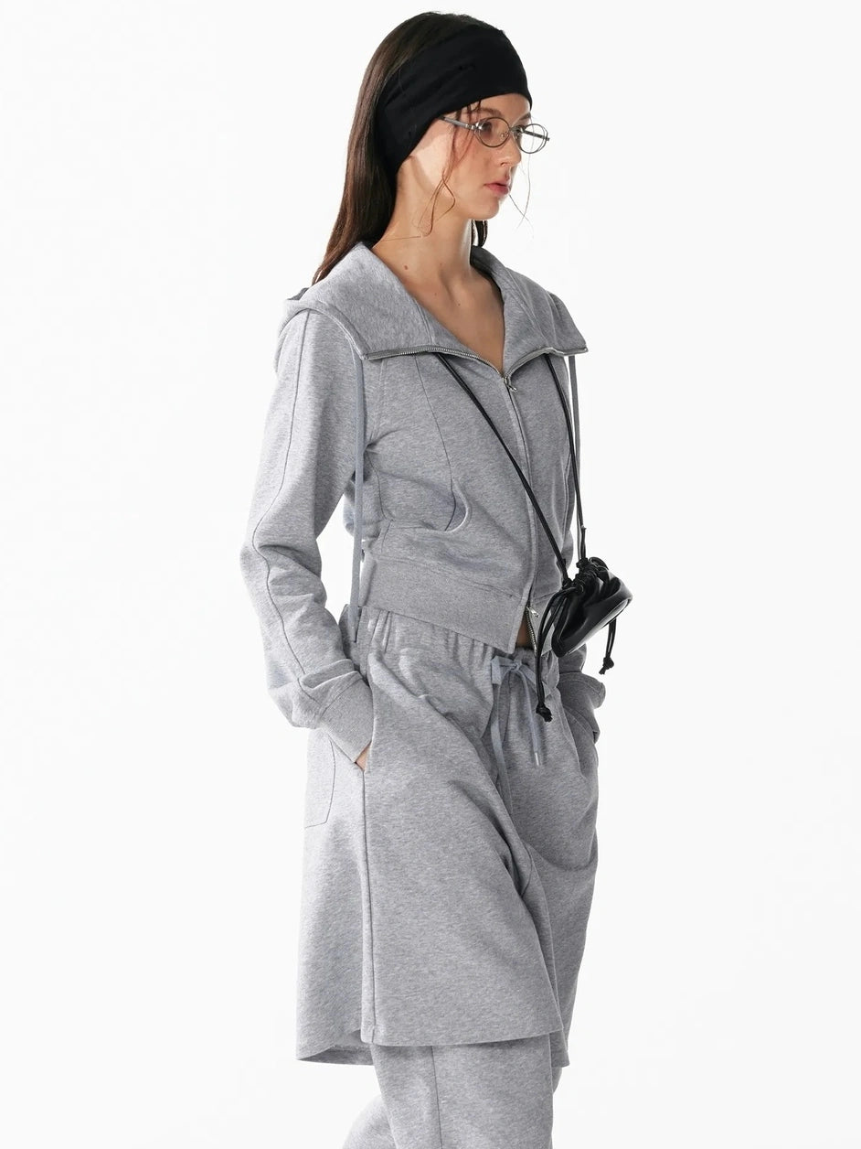 ALINNV STUDIO Slim Fit Cropped Hooded Zip Up Sweatshirt Hoodies/Sweatshirt