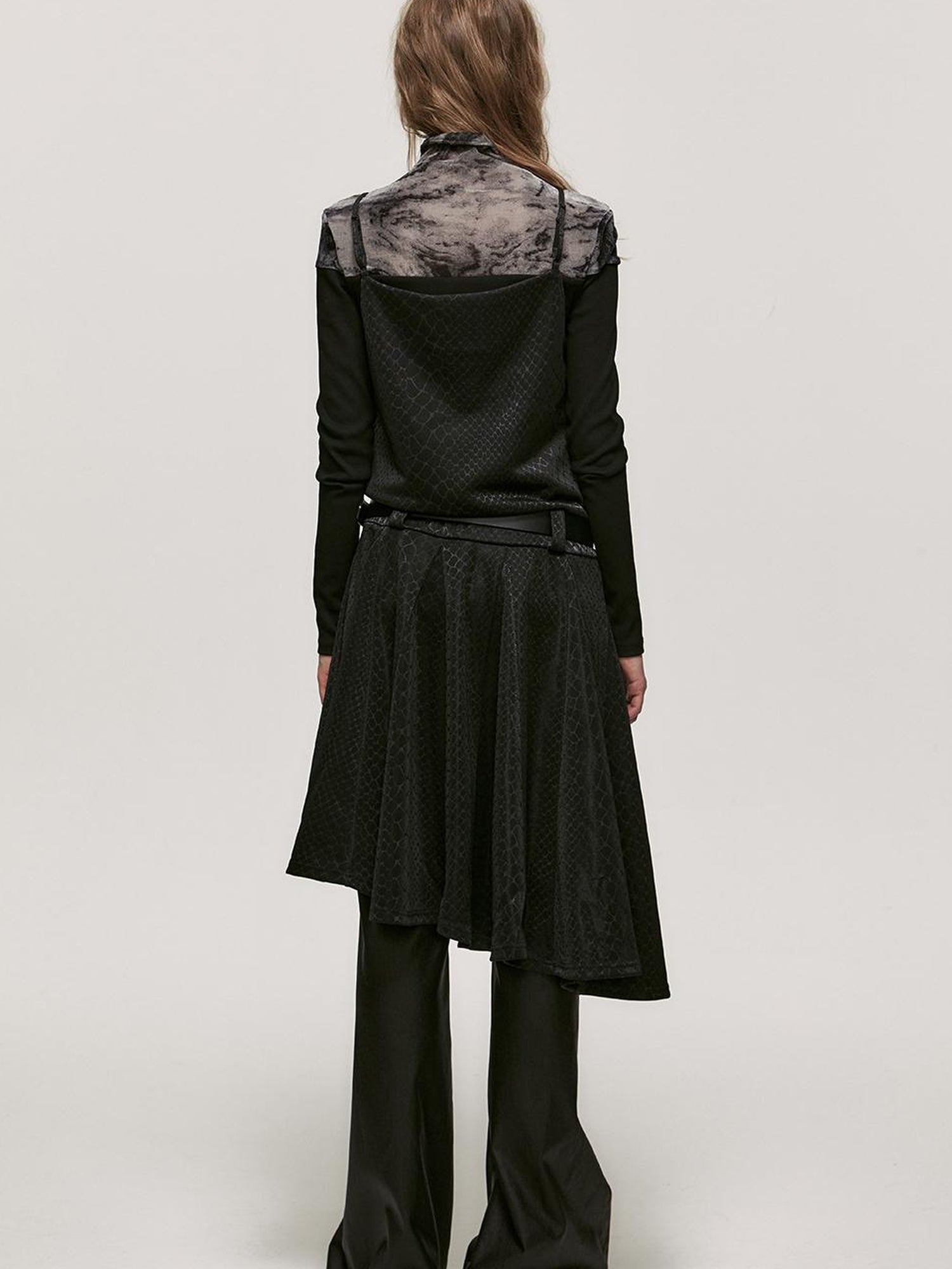 ALINNV STUDIO Snake Print Slip Dress Adjustable Strap Knee Length