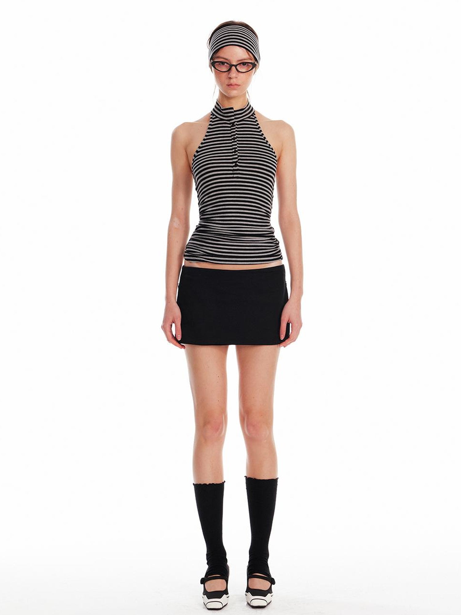 ALINNV STUDIO Strappy Backless Knit Top V Neck T Shirt Long Sleeve