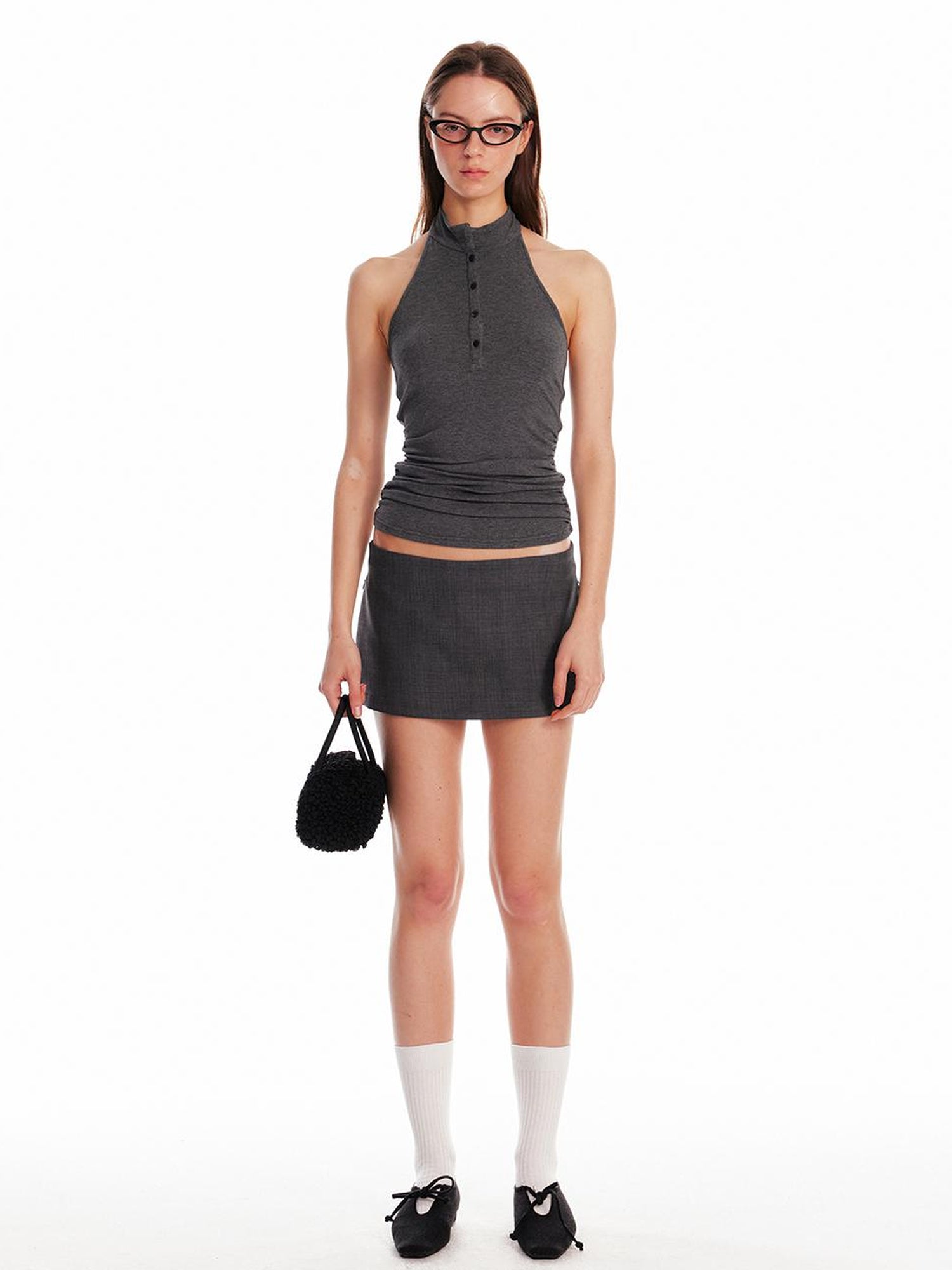 ALINNV STUDIO Strappy Backless Knit Top V Neck T Shirt Long Sleeve