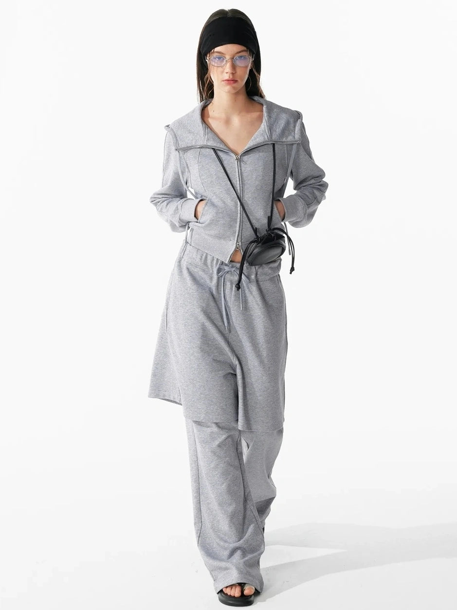 ALINNV STUDIO Urban Loose Fit Layered Hem Jogger Pants Pants