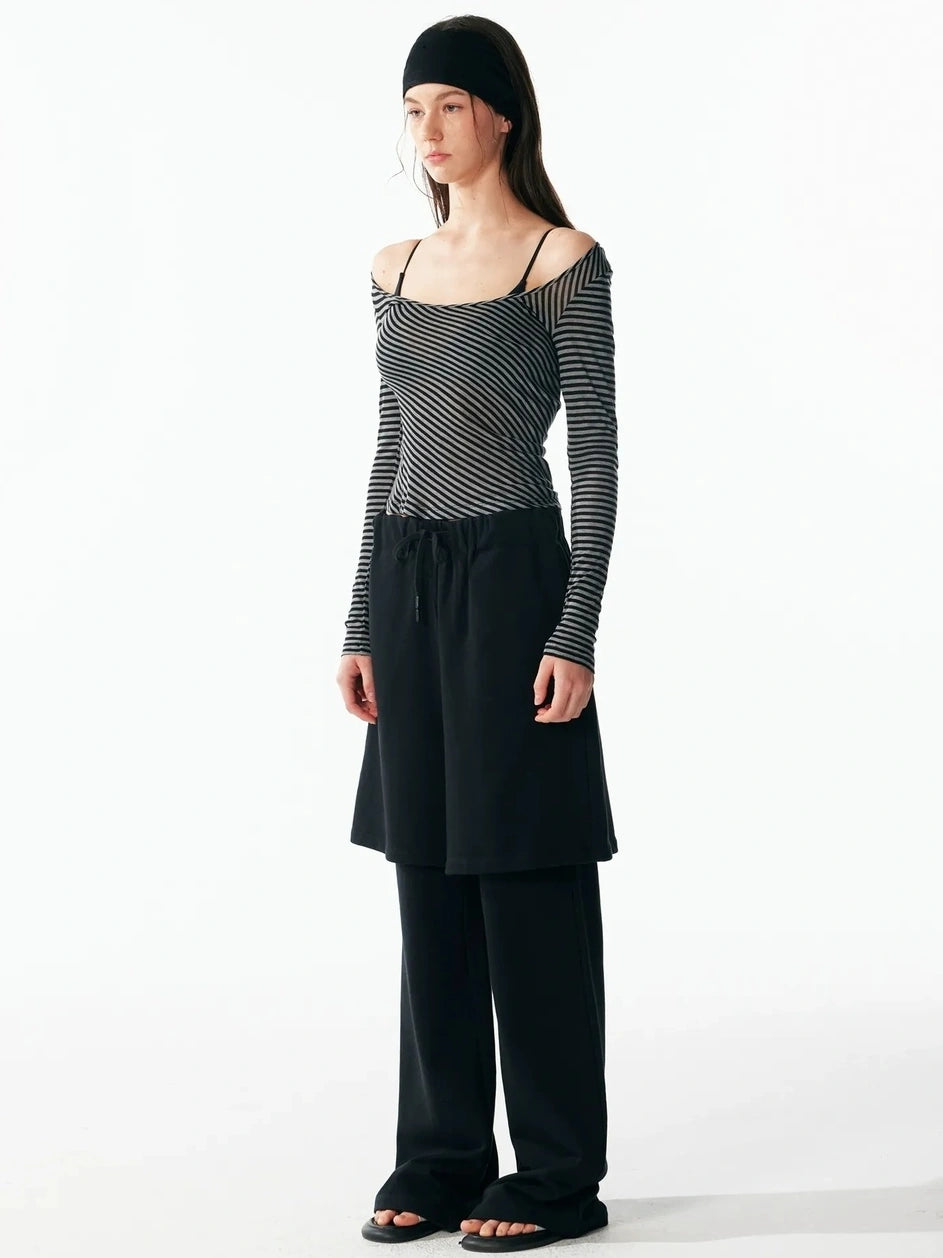 ALINNV STUDIO Urban Loose Fit Layered Hem Jogger Pants Pants