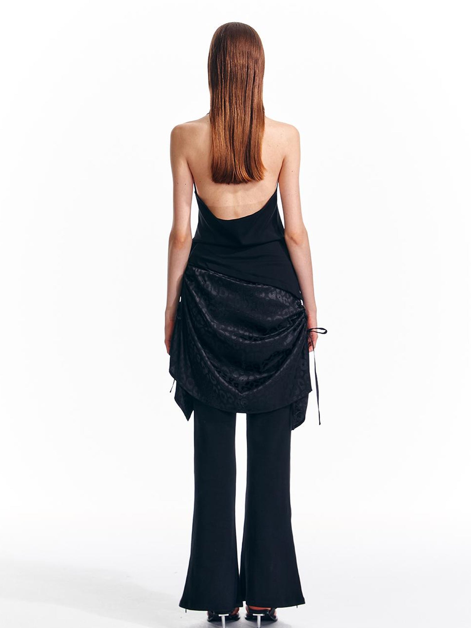 ALINNV STUDIO V-Neck Halter Backless Maxi Dress Adjustable Slit