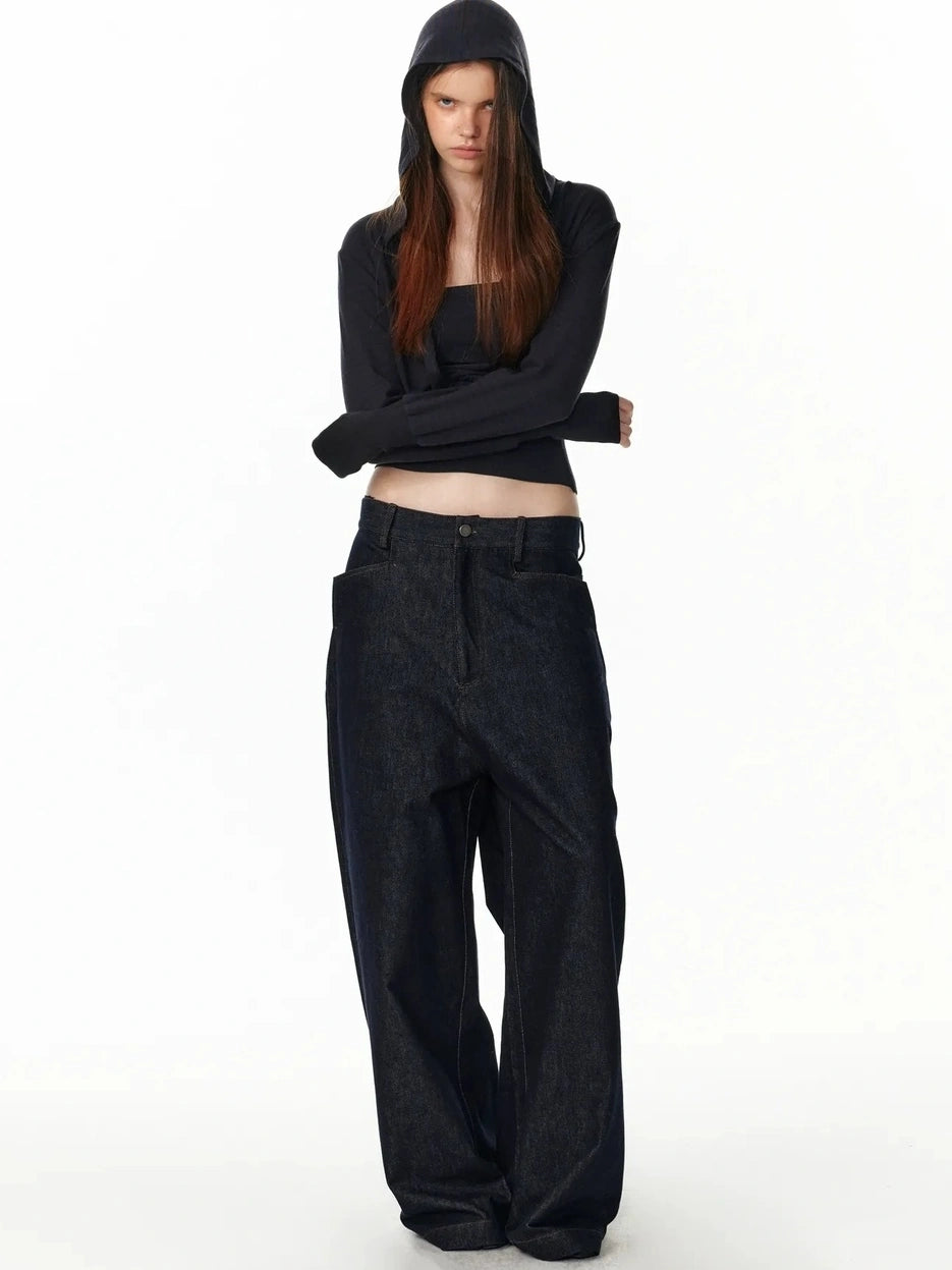 ALINNV STUDIO V-Neck Striped Ribbed Hooded Wool Sweater T-shirt