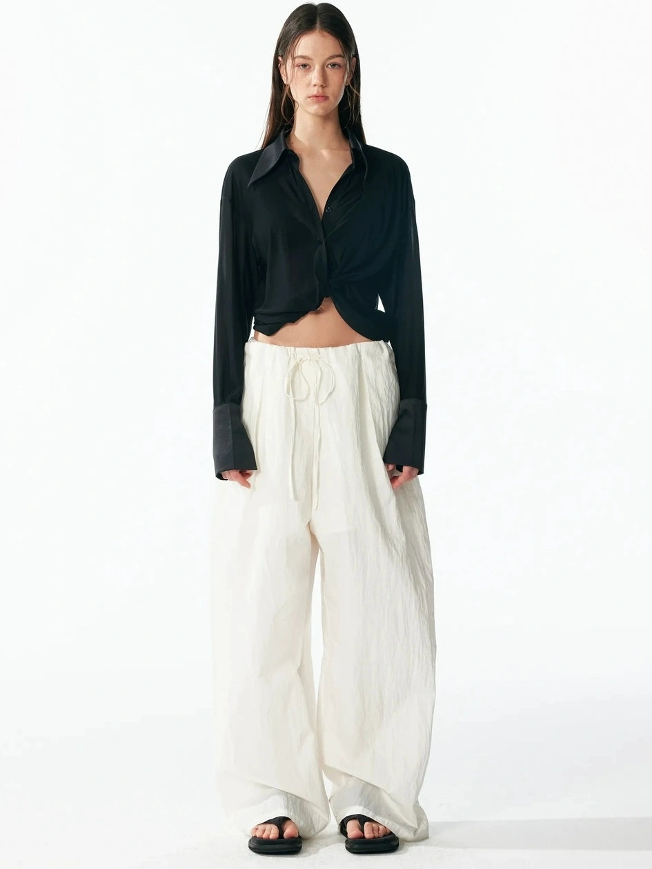 ALINNV STUDIO V-Neck Twist Detail Blouse With Flowy Sleeves Shirts