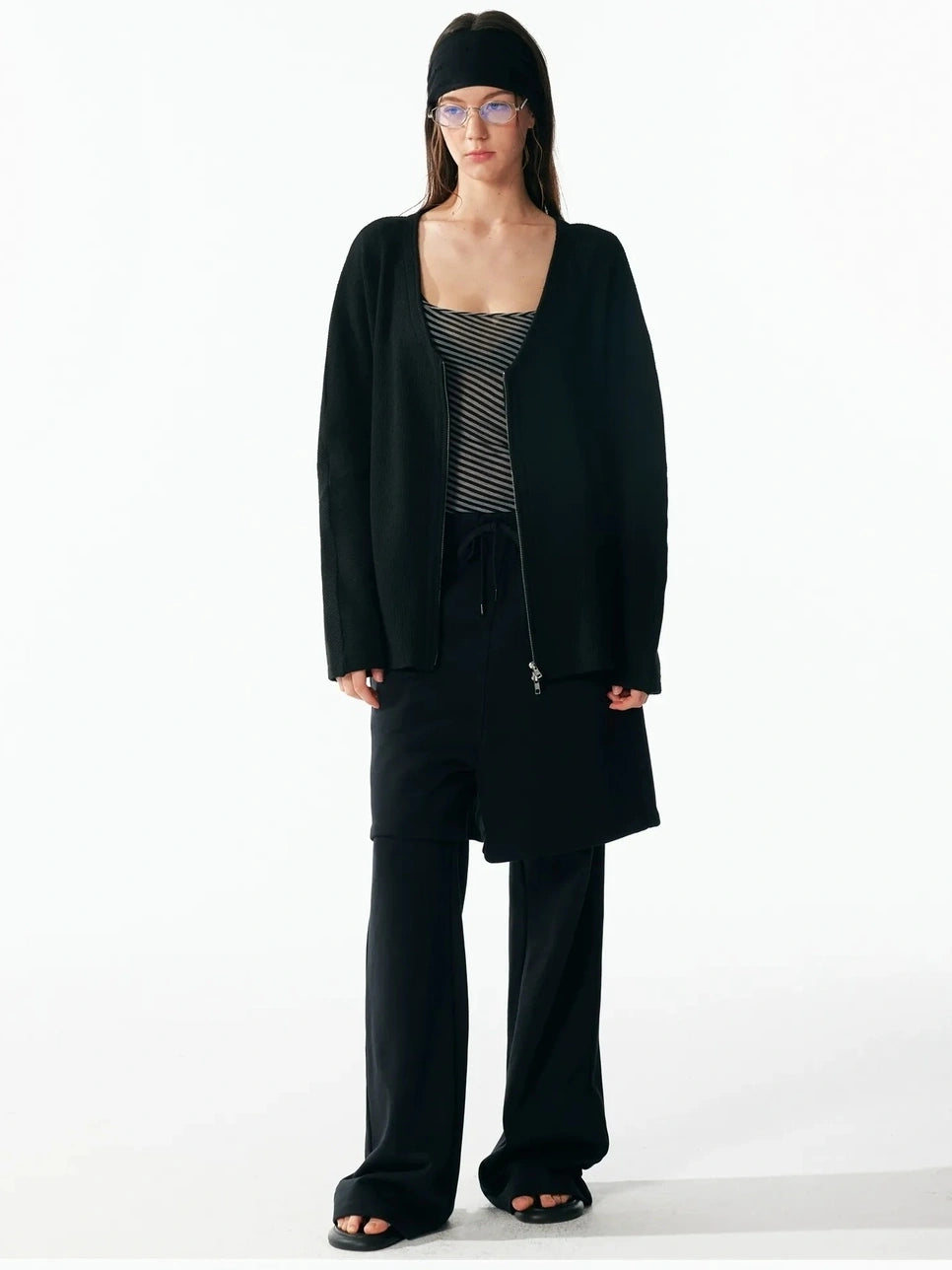 ALINNV STUDIO V-neck Zip Up Wool Knit Cardigan Cardigan