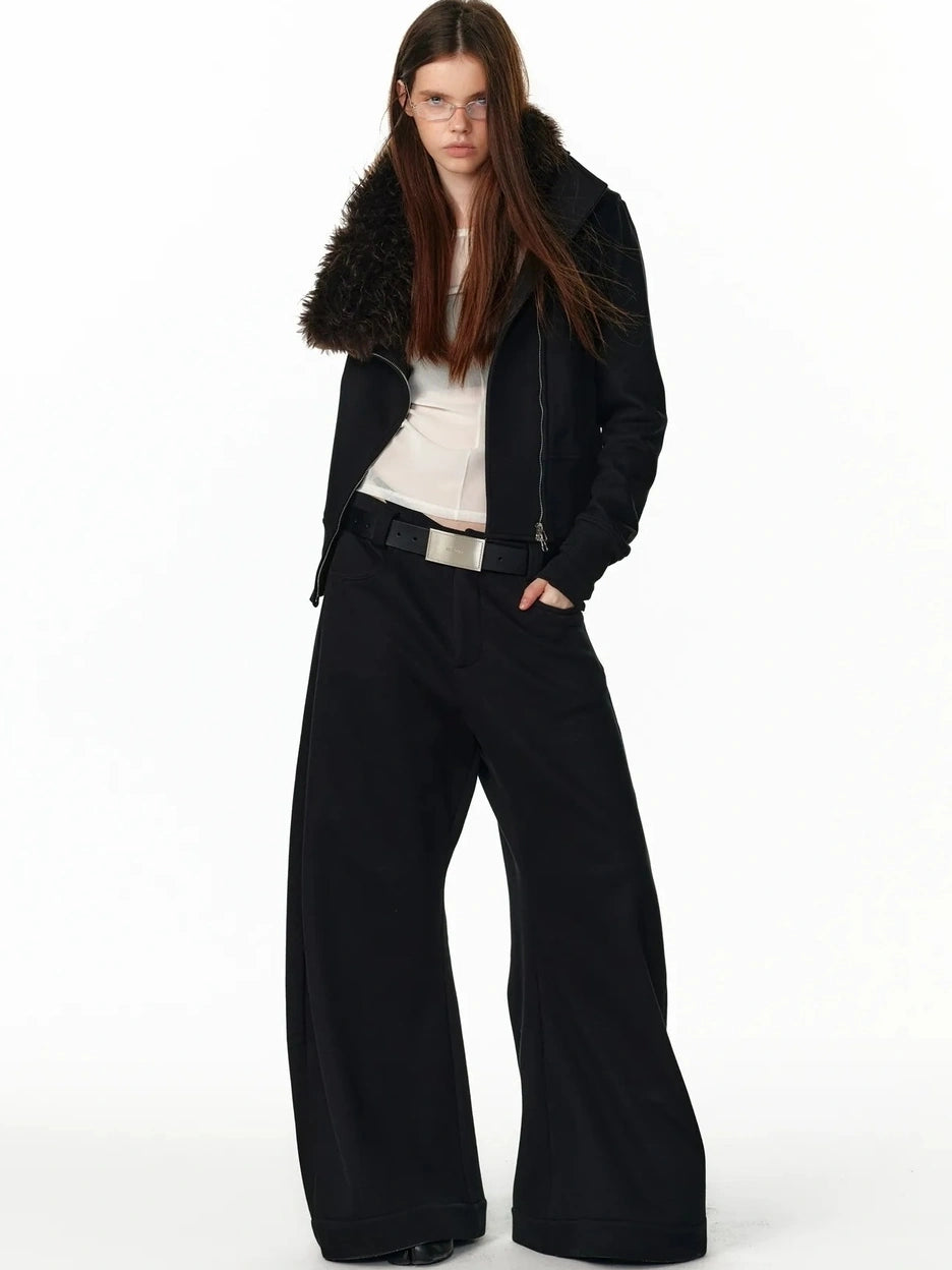 ALINNV STUDIO Vintage Check Detachable Faux Fur Lined Hoodie Coat Hoodies/Sweatshirt