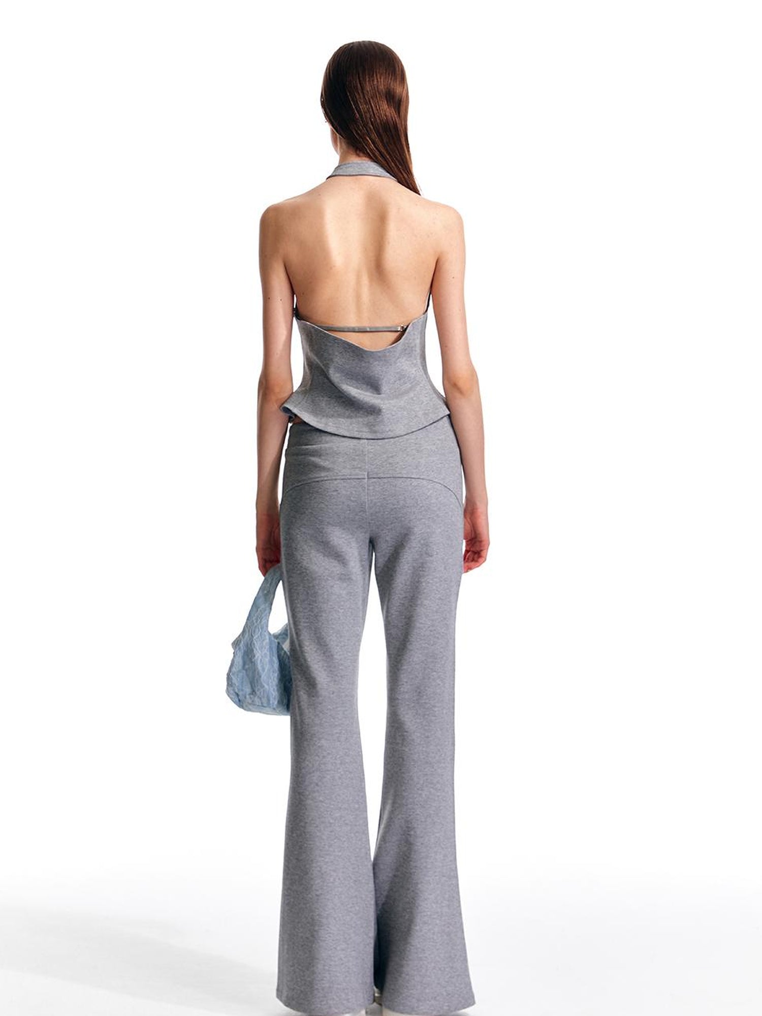 ALINNV STUDIO Vintage Low Rise Embroidered Flared Sweatpants with Sheer Panel