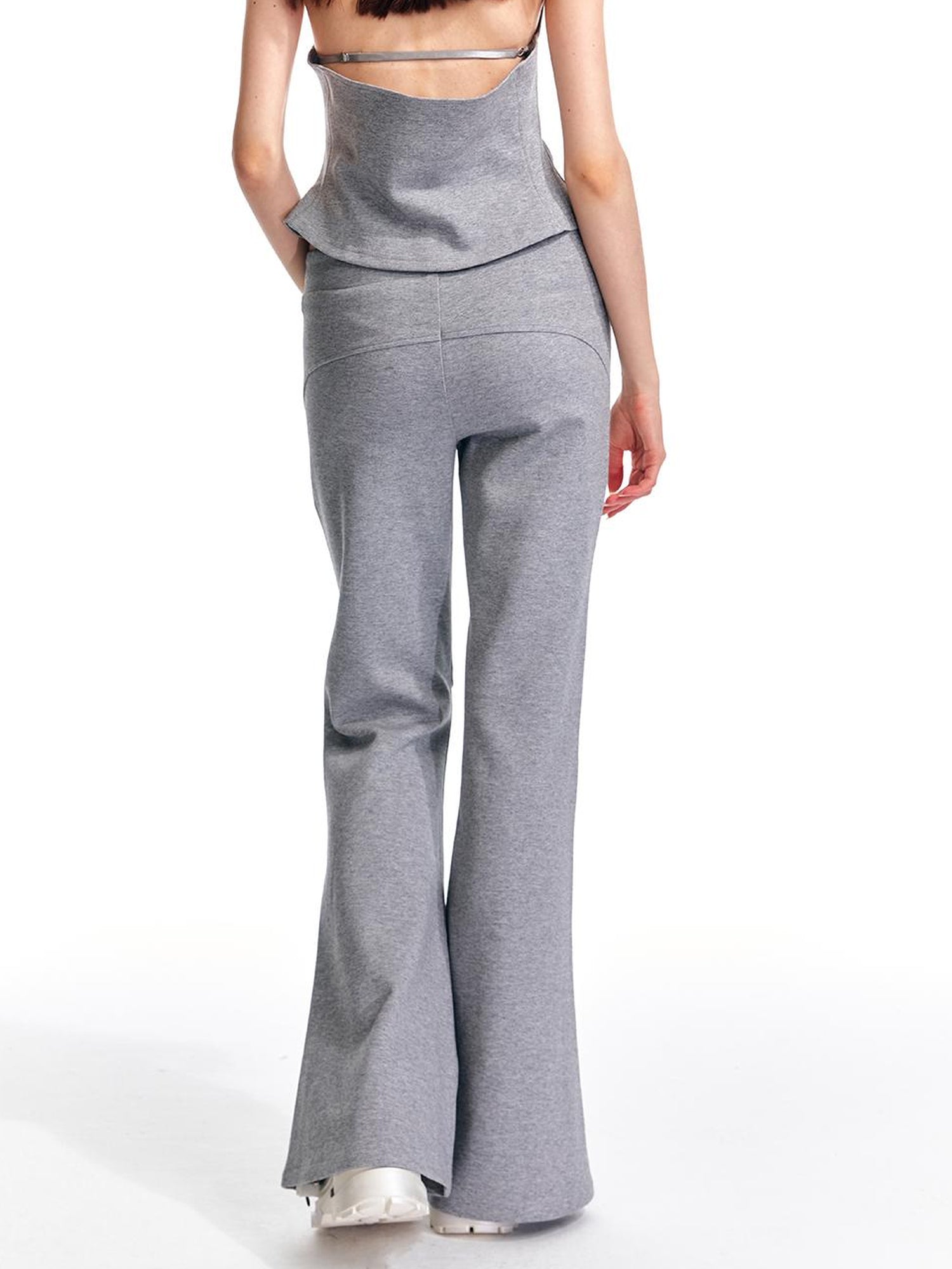 ALINNV STUDIO Vintage Low Rise Embroidered Flared Sweatpants with Sheer Panel