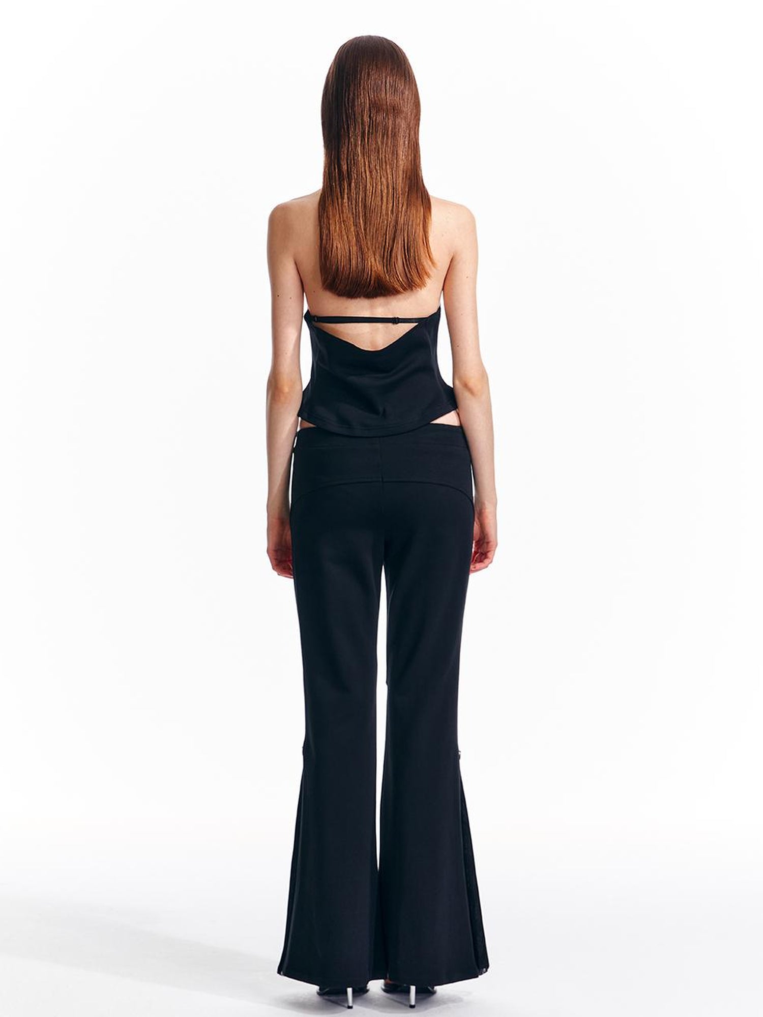 ALINNV STUDIO Vintage Low Rise Embroidered Flared Sweatpants with Sheer Panel