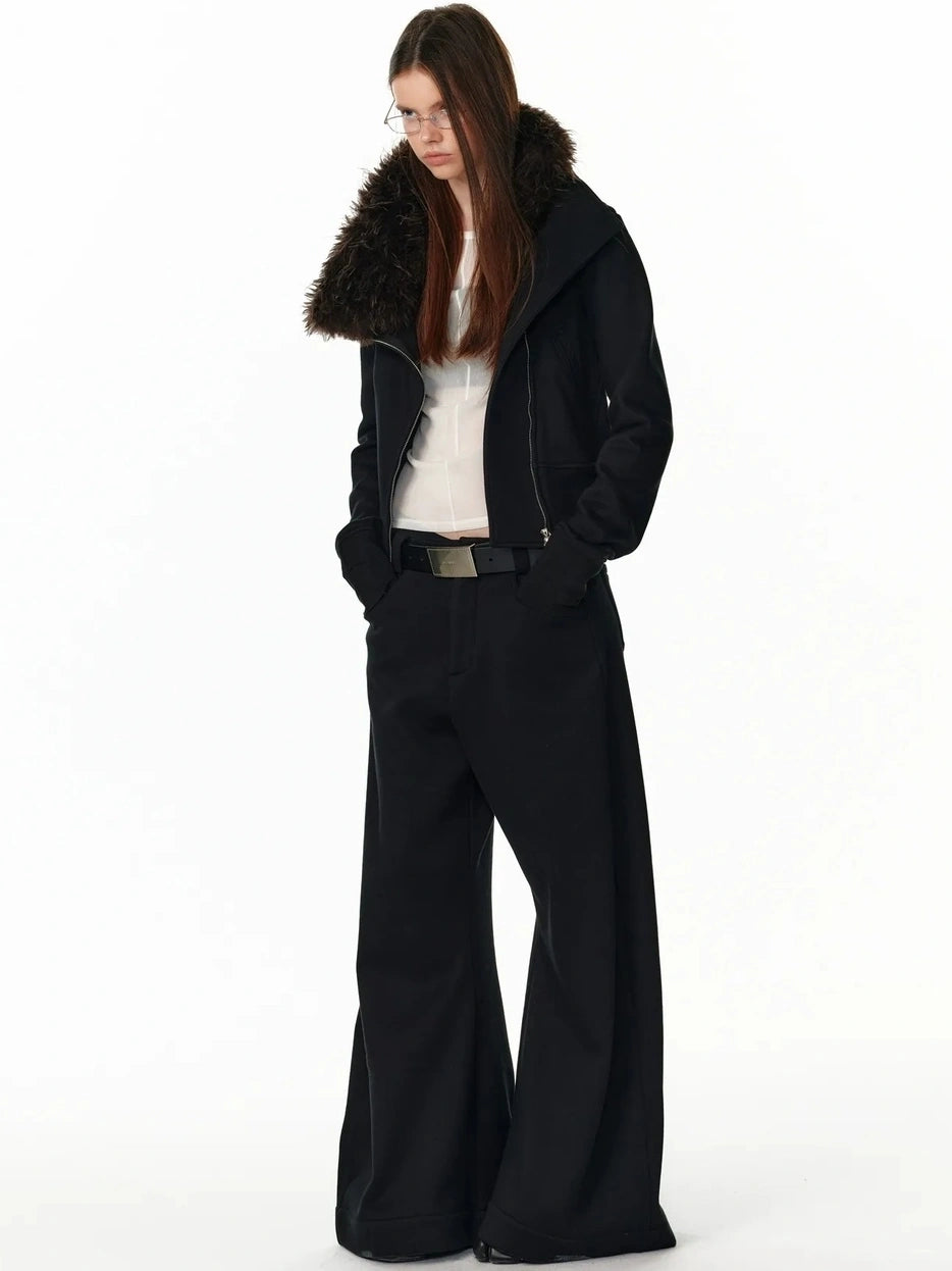 ALINNV STUDIO Vintage Plaid Fleece Lined Cargo Flare Pants Pants