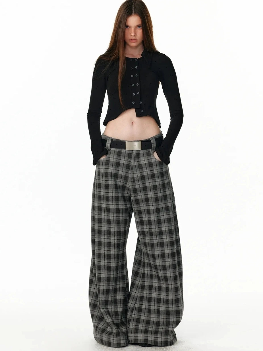 ALINNV STUDIO Vintage Polka Dot Flared Sleeve Asymmetric Hem Shirt T-shirt