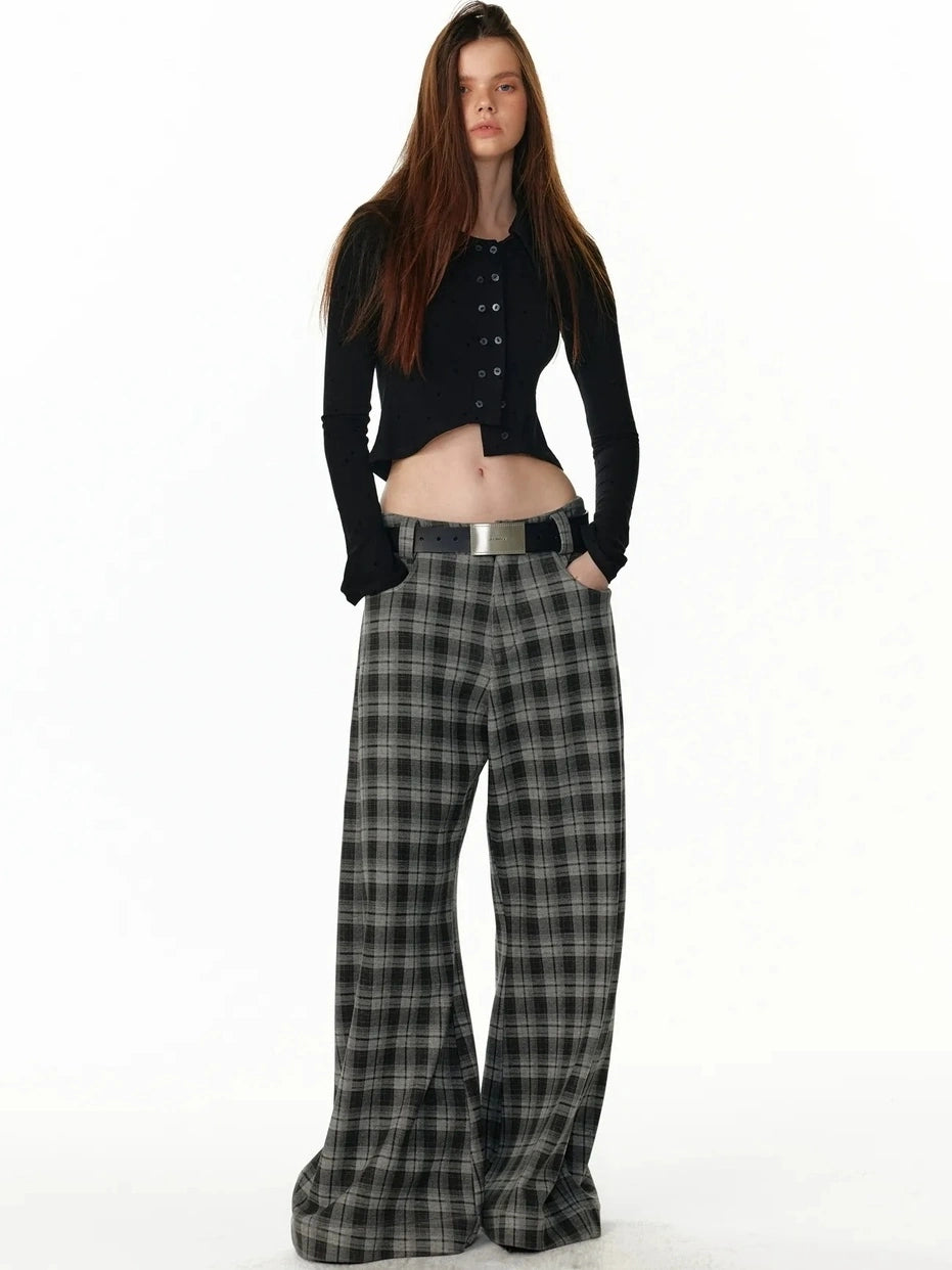 ALINNV STUDIO Vintage Polka Dot Flared Sleeve Asymmetric Hem Shirt T-shirt