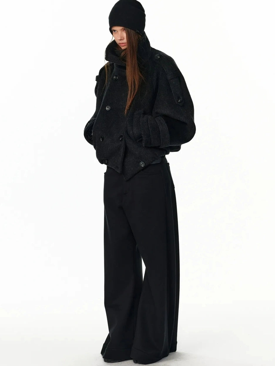 ALINNV STUDIO Vintage Short Wool Coat With Large Lapel Jacket