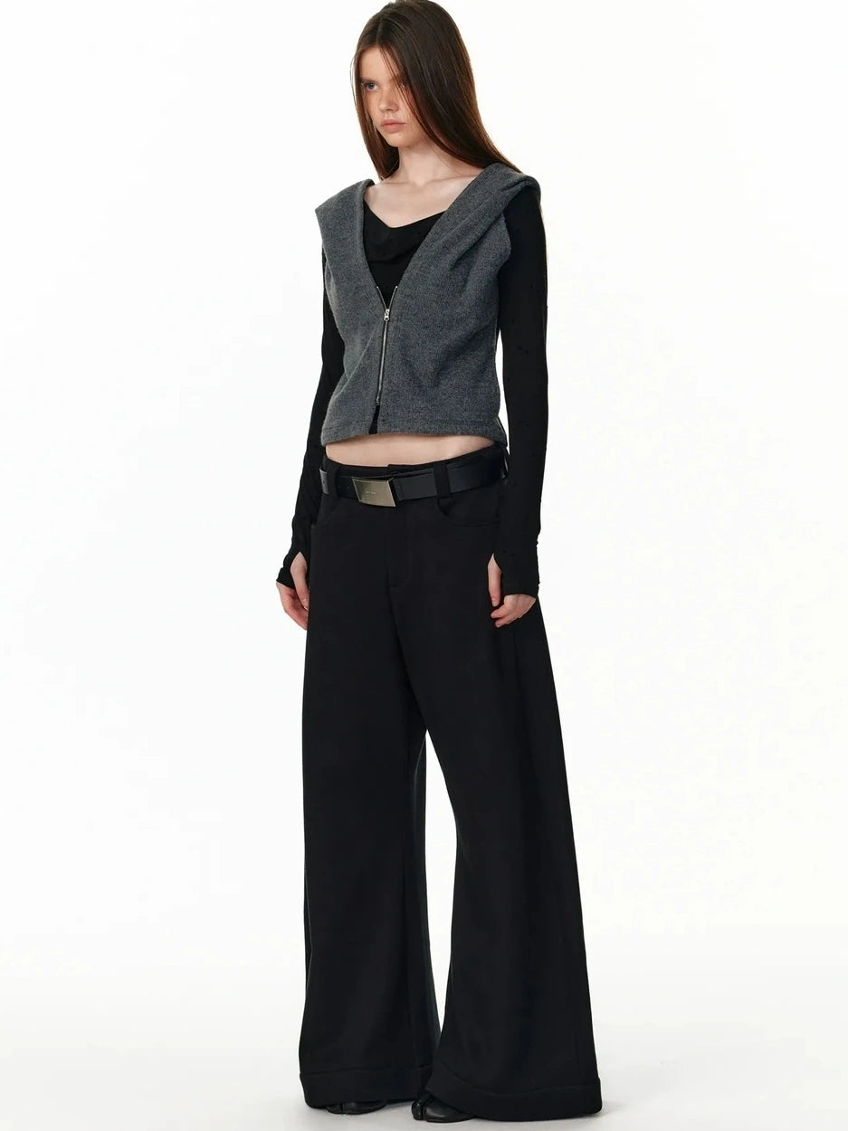 ALINNV STUDIO Vintage Two Tone Hooded Cardigan With Half Zip Cardigan