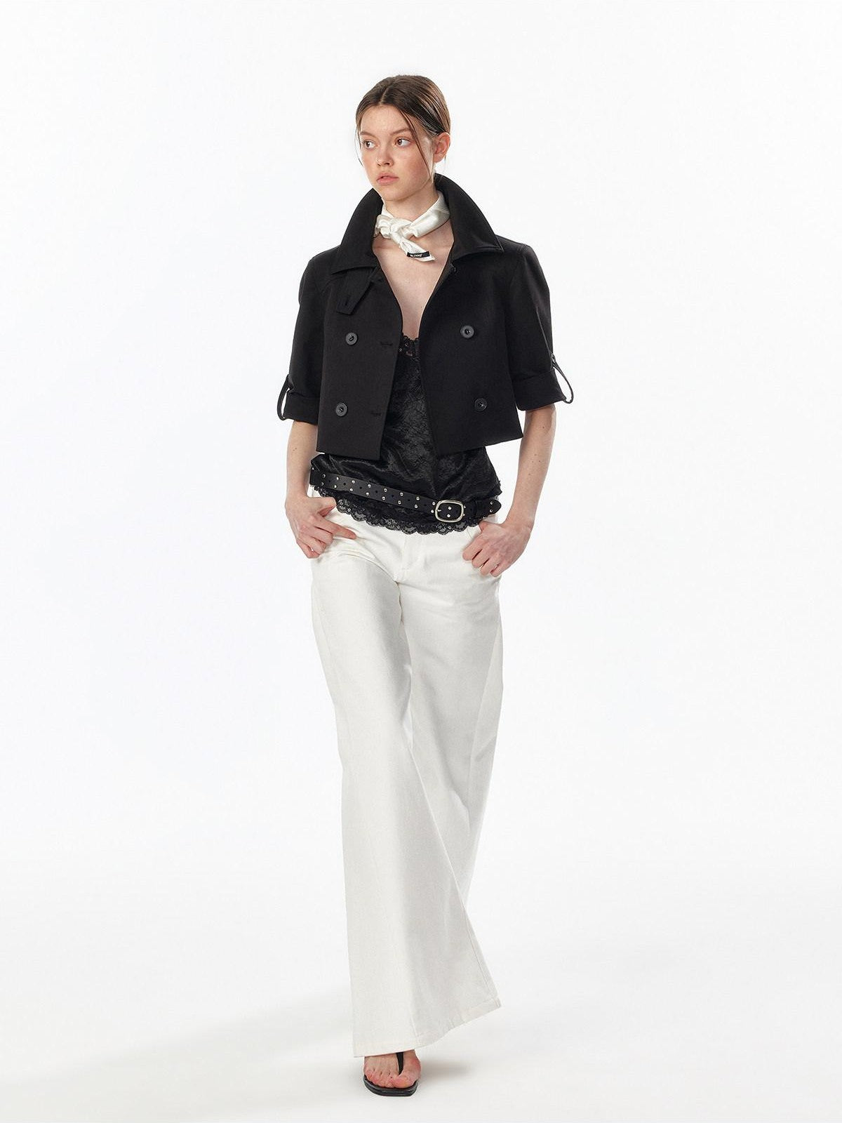 ALINNV Satin Lace Backless V-neck Short Straight Women&