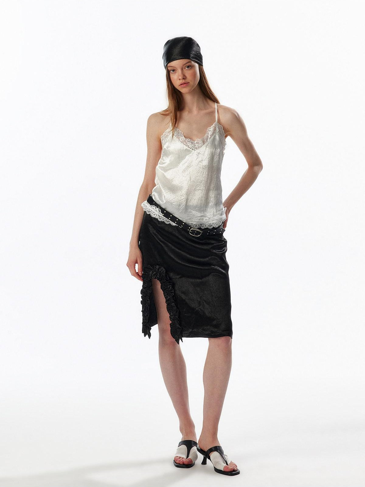ALINNV Satin Lace Backless V-neck Short Straight Women&