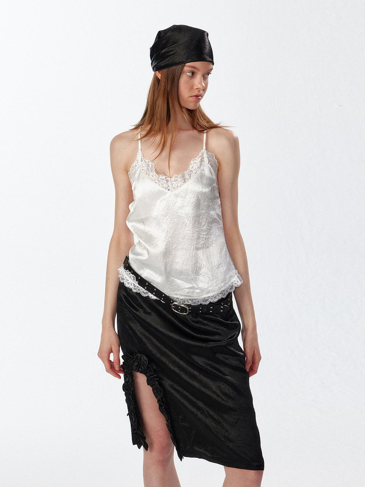 ALINNV Satin Lace Backless V-neck Short Straight Women&