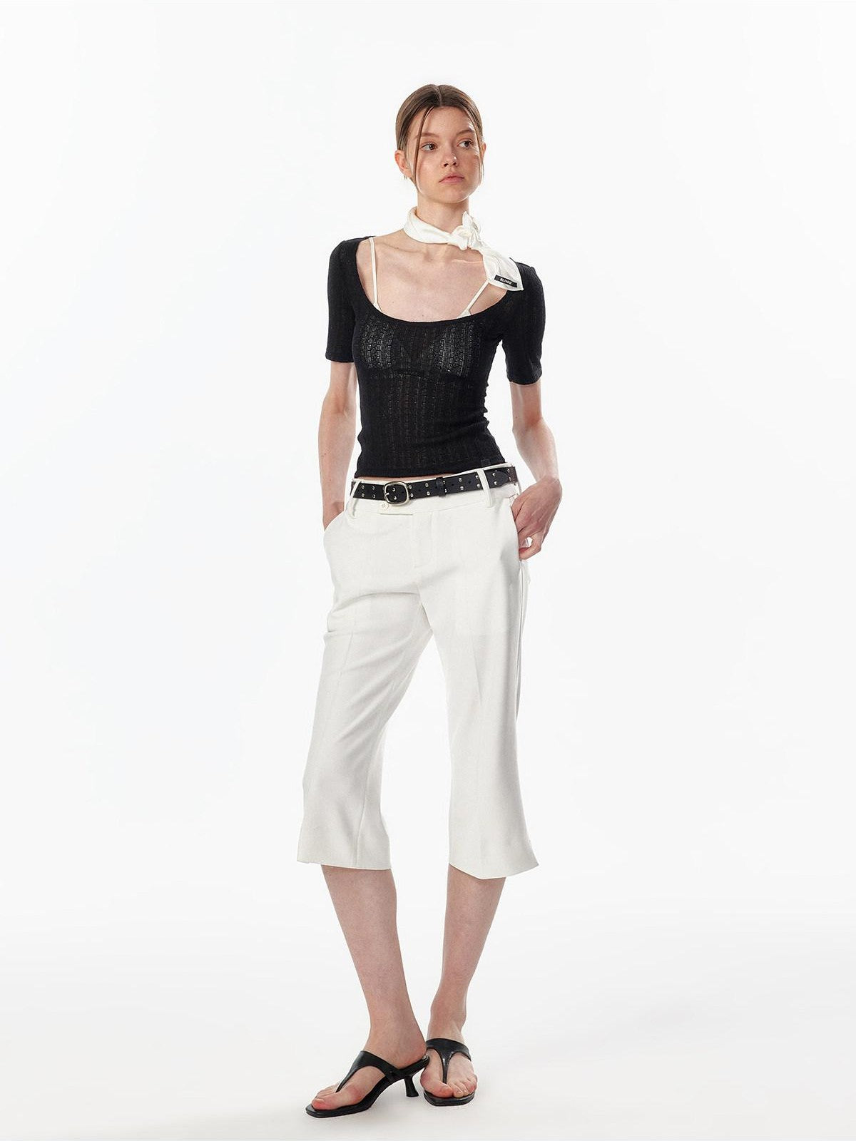 ALINNV Slimming Openwork Wide Round Neck Women&