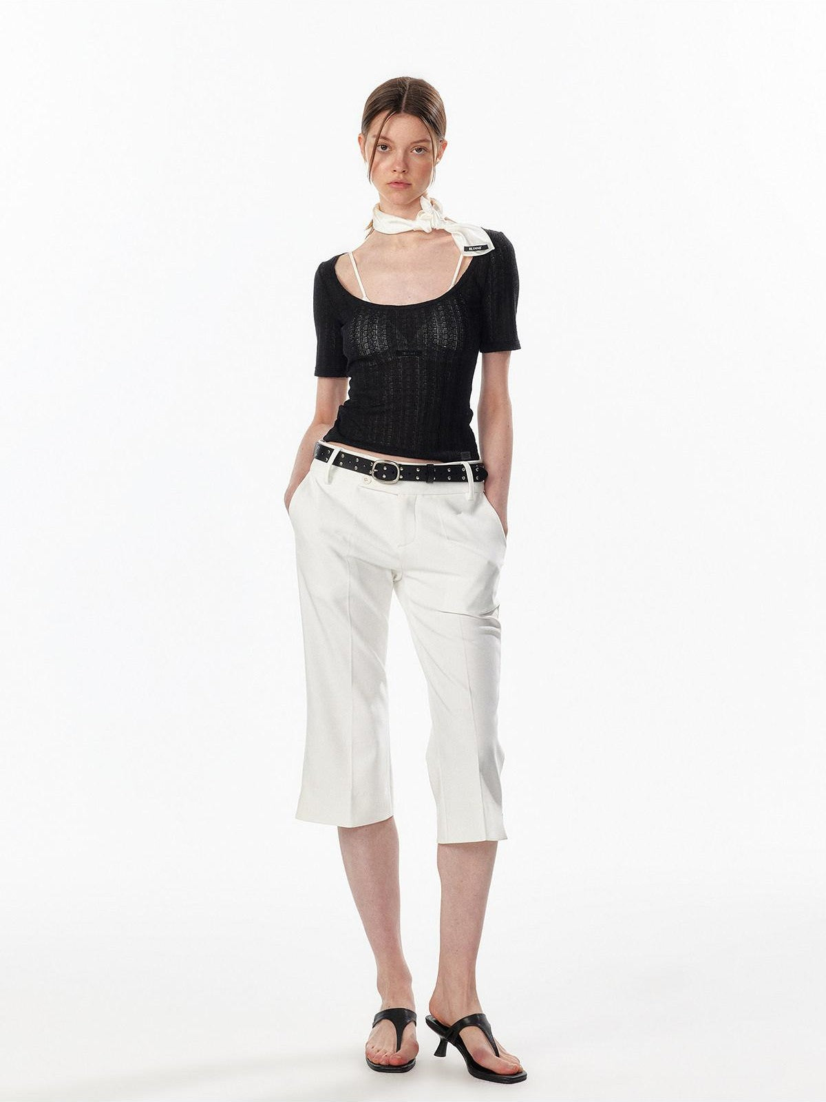 ALINNV Slimming Openwork Wide Round Neck Women&