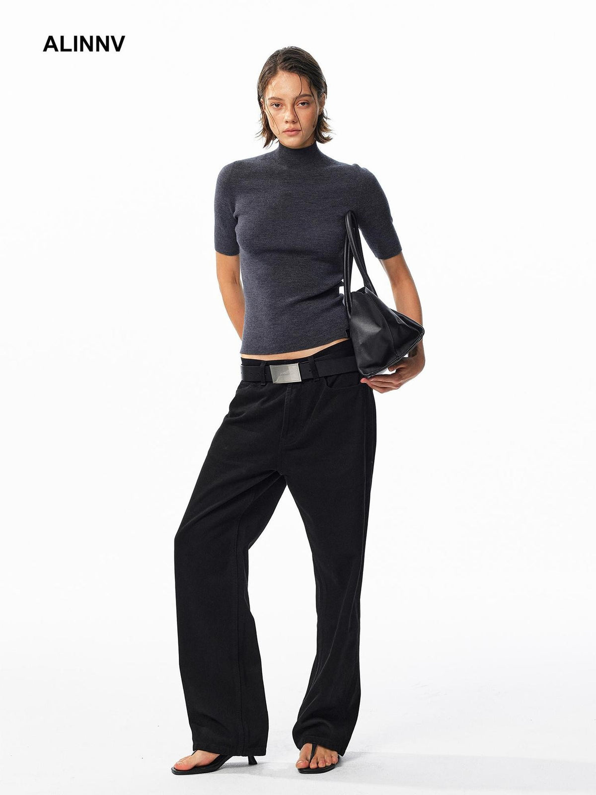 ALINNV Soft Knit Slim Fit High Neck Women&