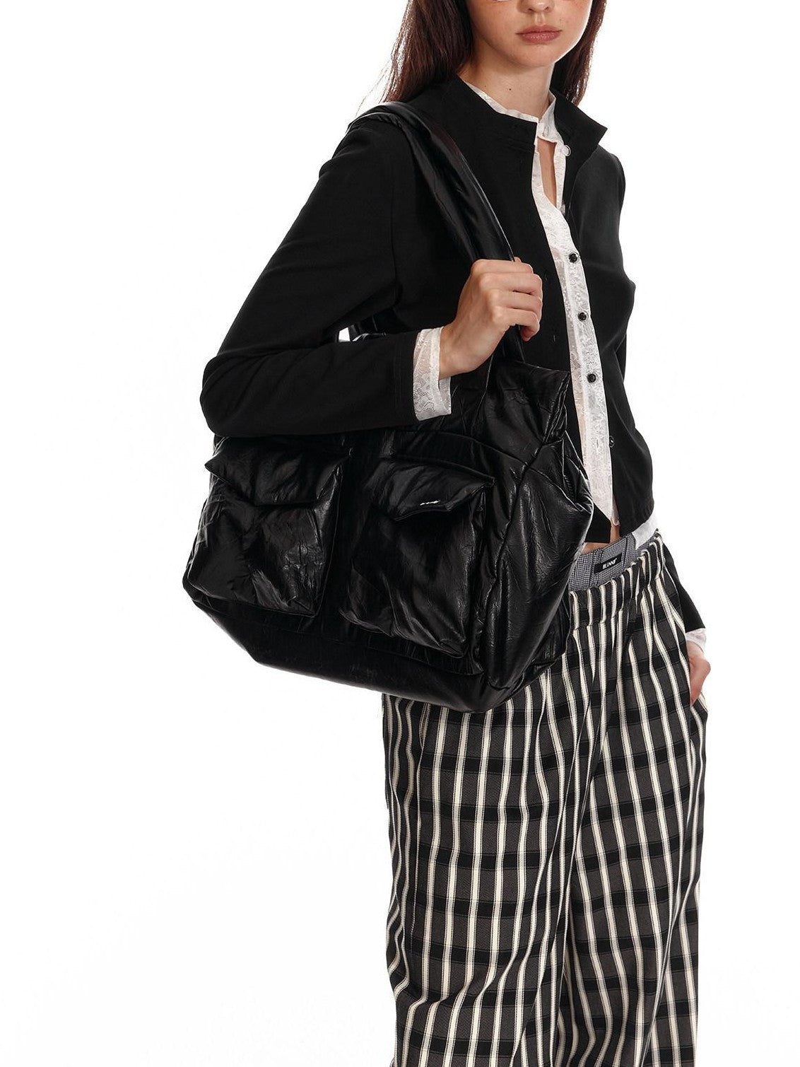 ALINNV Soft Pleated Large Capacity Top Handle Women&