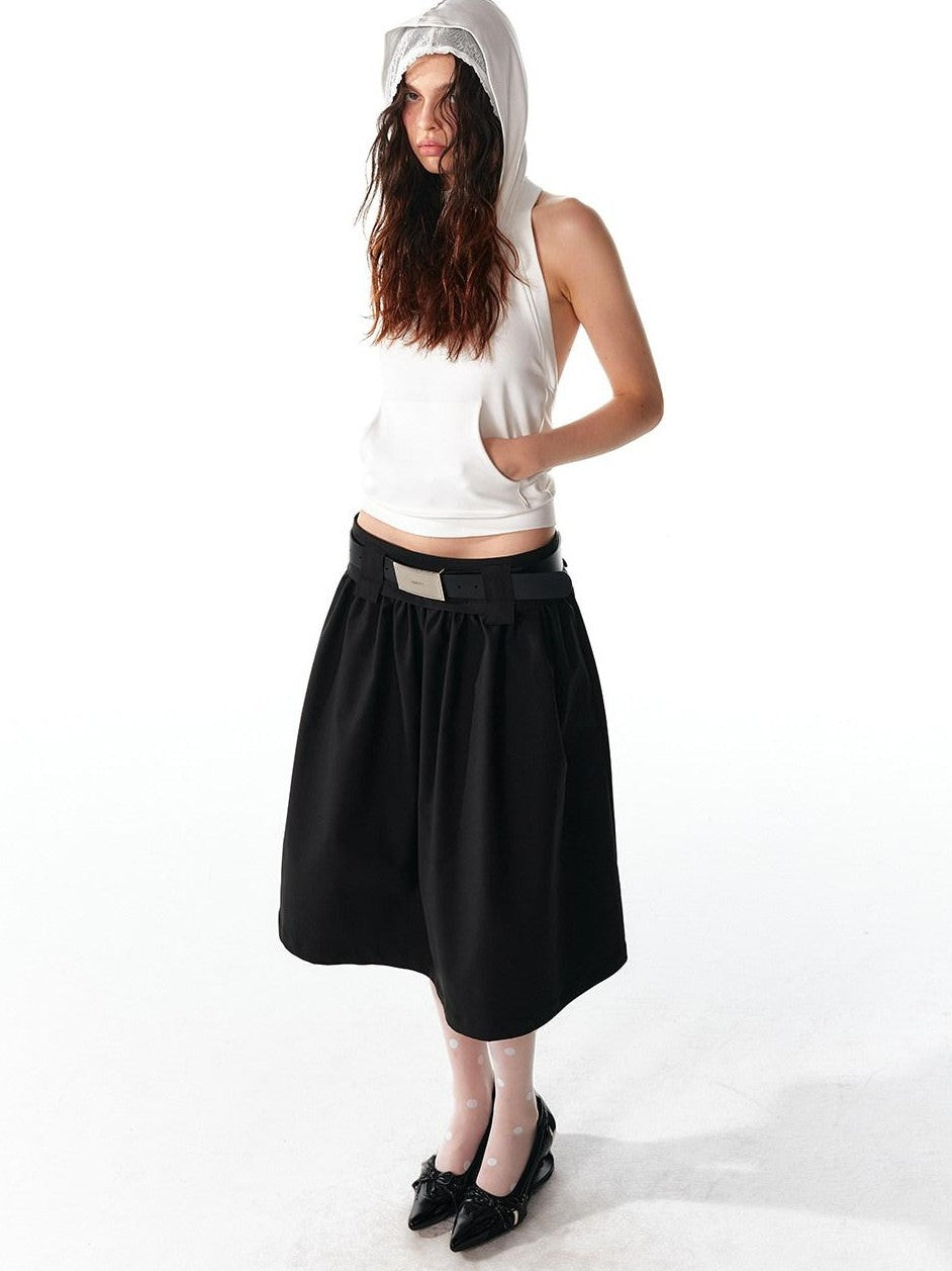 ALINNV Structured A Line Low Rise Loose Puffy Solid Color Women&