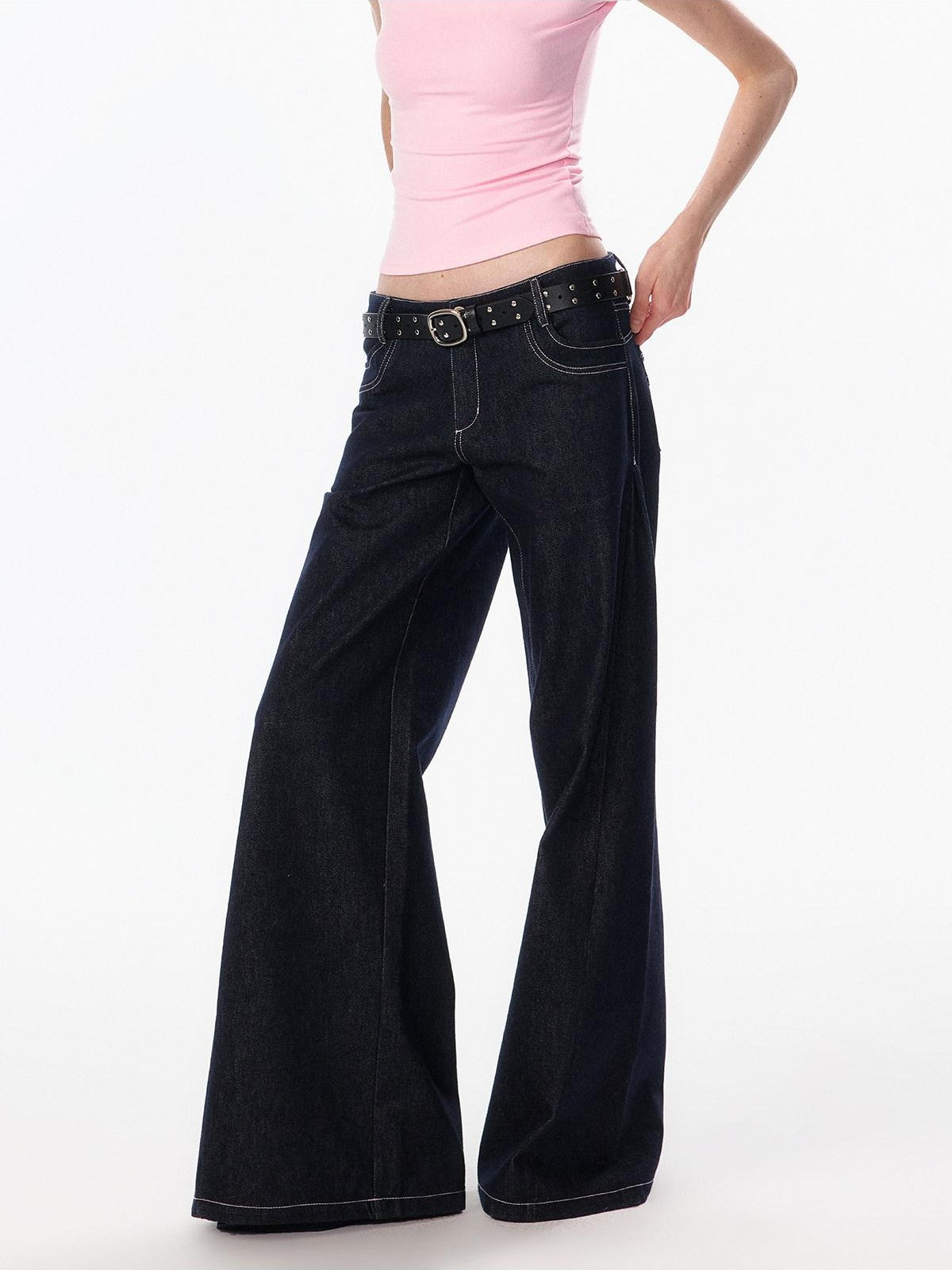 ALINNV Vintage Low Rise Button Fly Loose Fit Women&