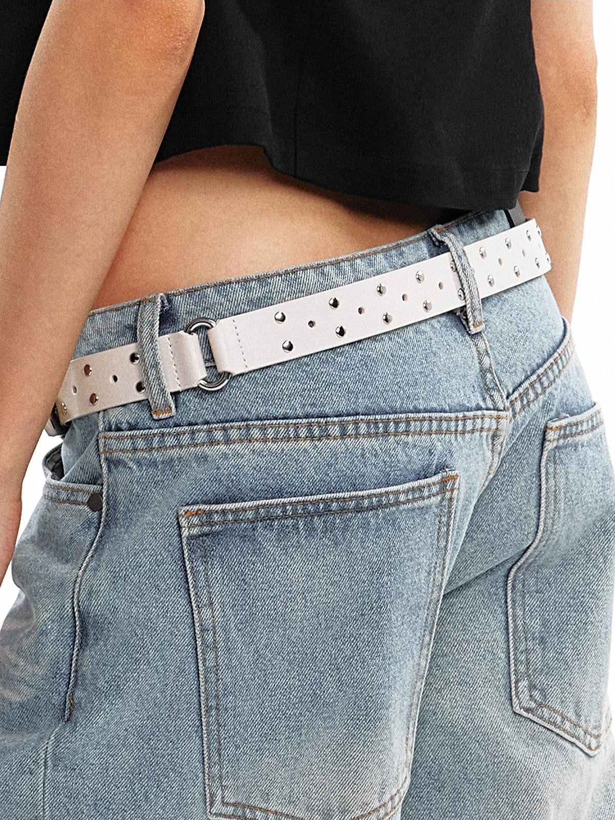 ALINNV Vintage Perforated Linked Studded Women&