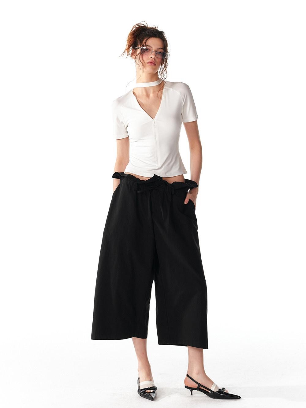 ALINNV White Lace Trim Tie Relaxed Casual Commuter Women&