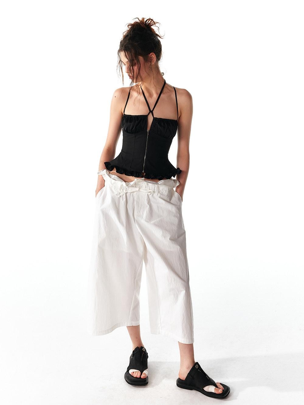 ALINNV White Lace Trim Tie Relaxed Casual Commuter Women&