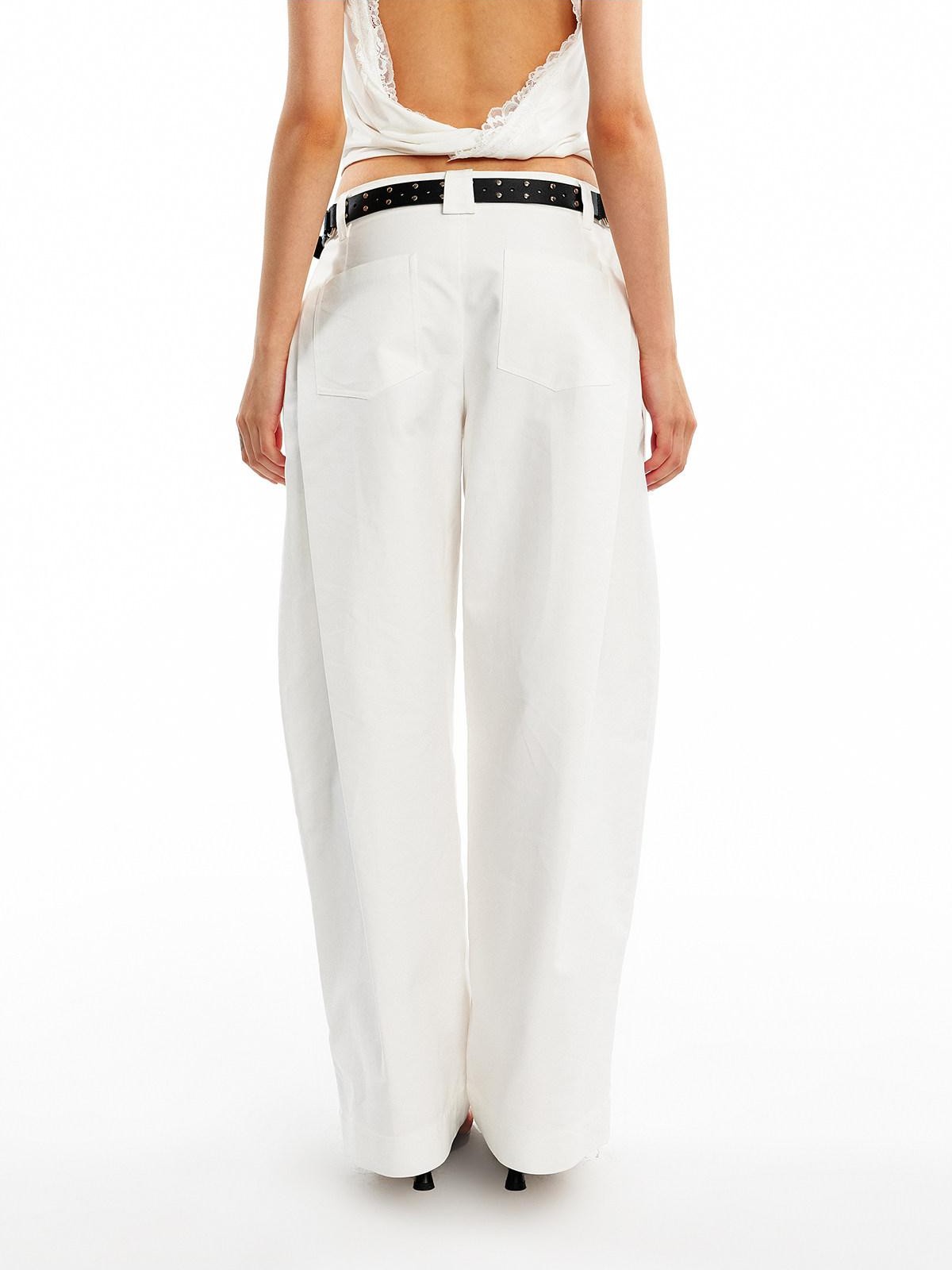 ALINNV White Pleated High Thread Count Curved Hem Women&