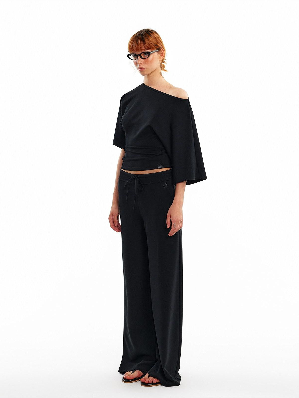ALINNV Wide Sleeve Cinched Waist Loose Fit Women&