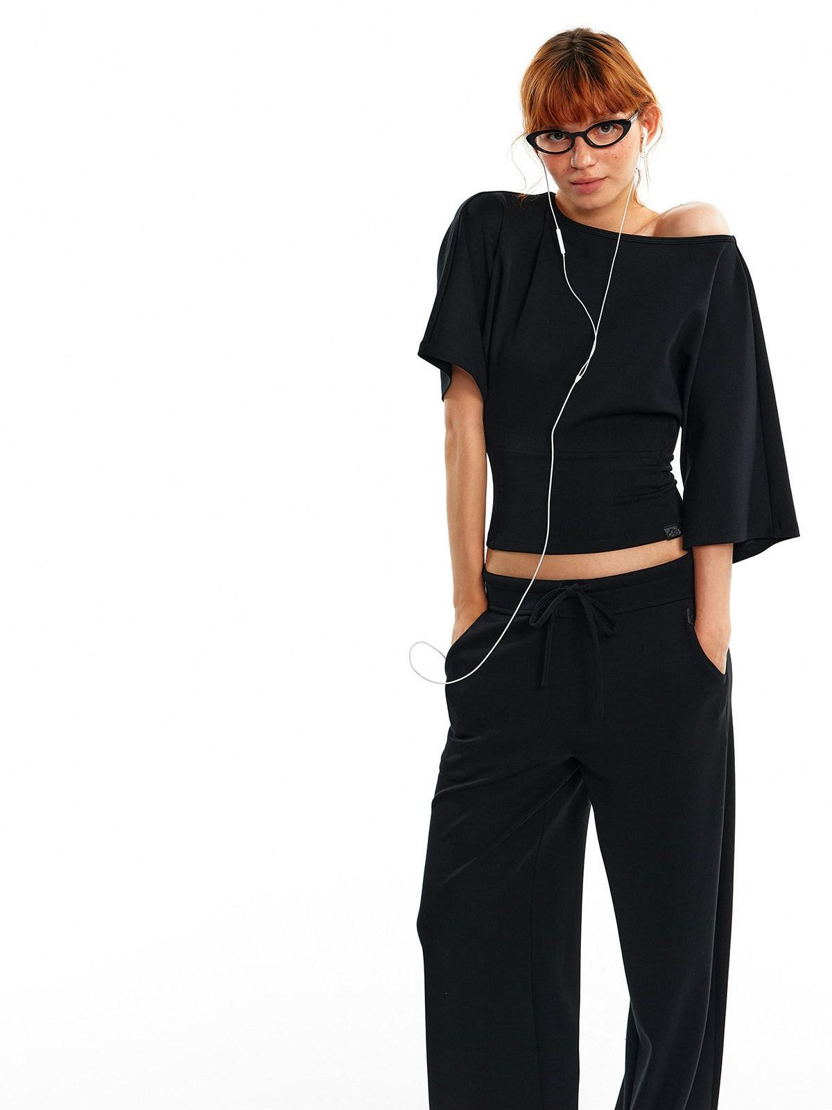 ALINNV Wide Sleeve Cinched Waist Loose Fit Women&