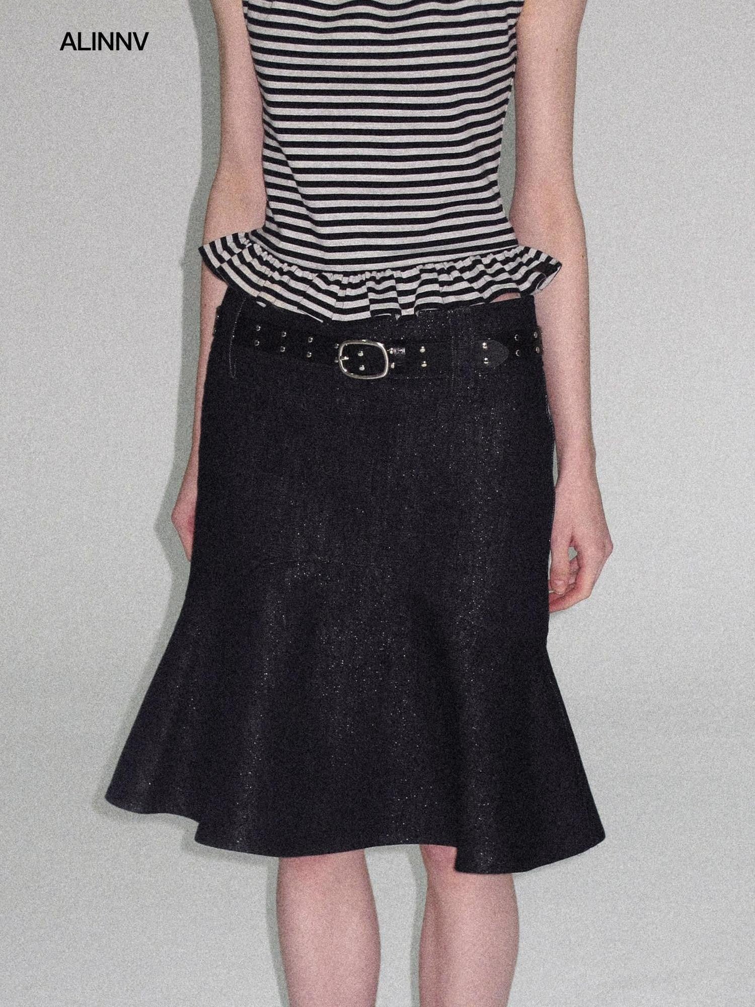 ALINNV Wide Waist Fishtail Back Zipper Lined Women&