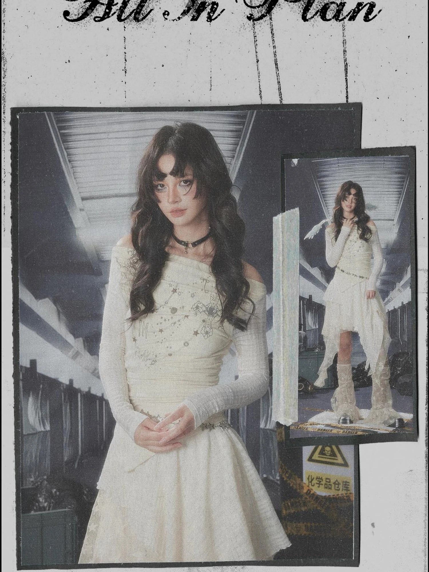 Acid Riot Lace Slit Shoulder Knit Dress