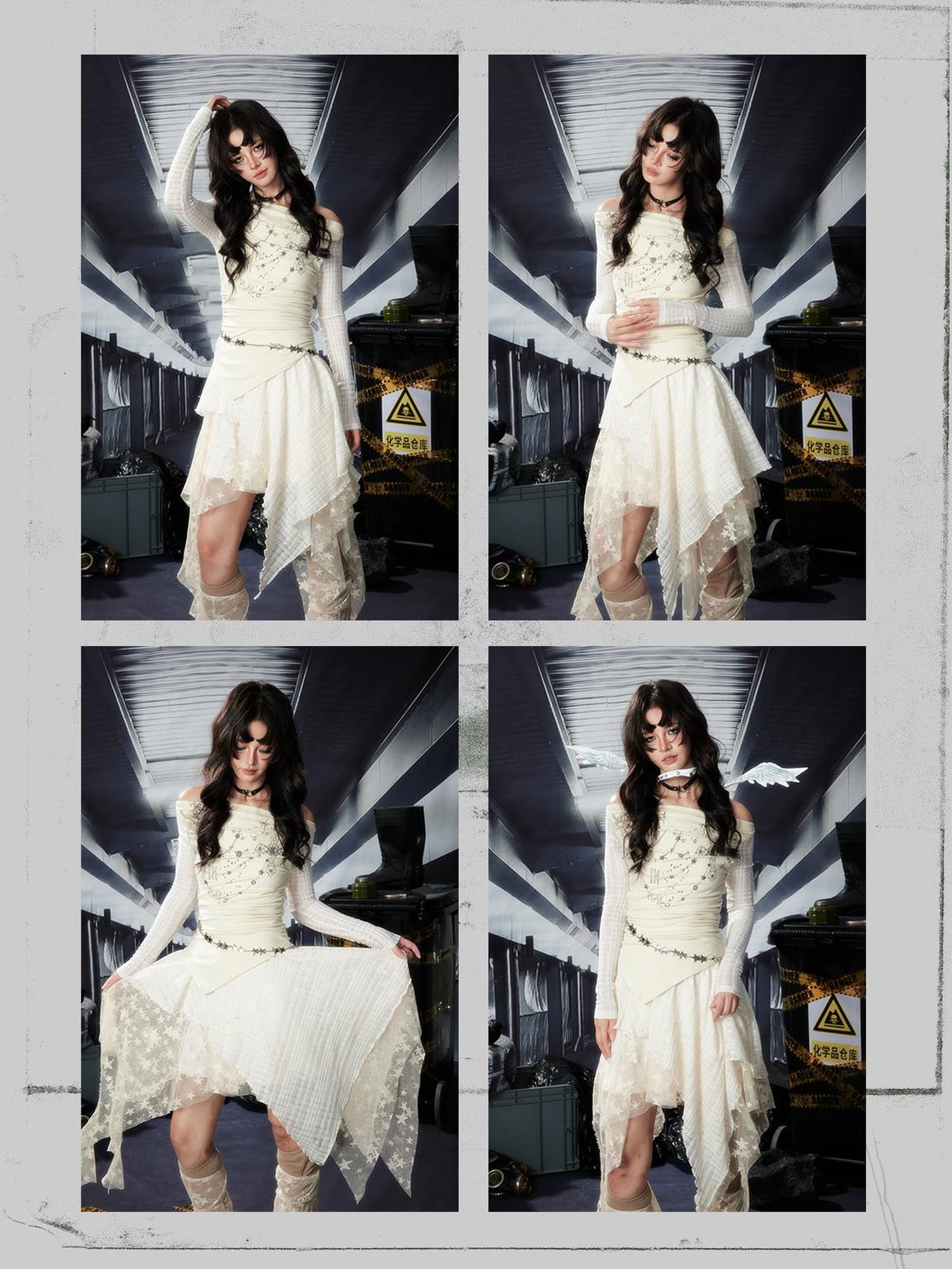 ALL iN plan Acid Riot Lace Slit Shoulder Knit Dress