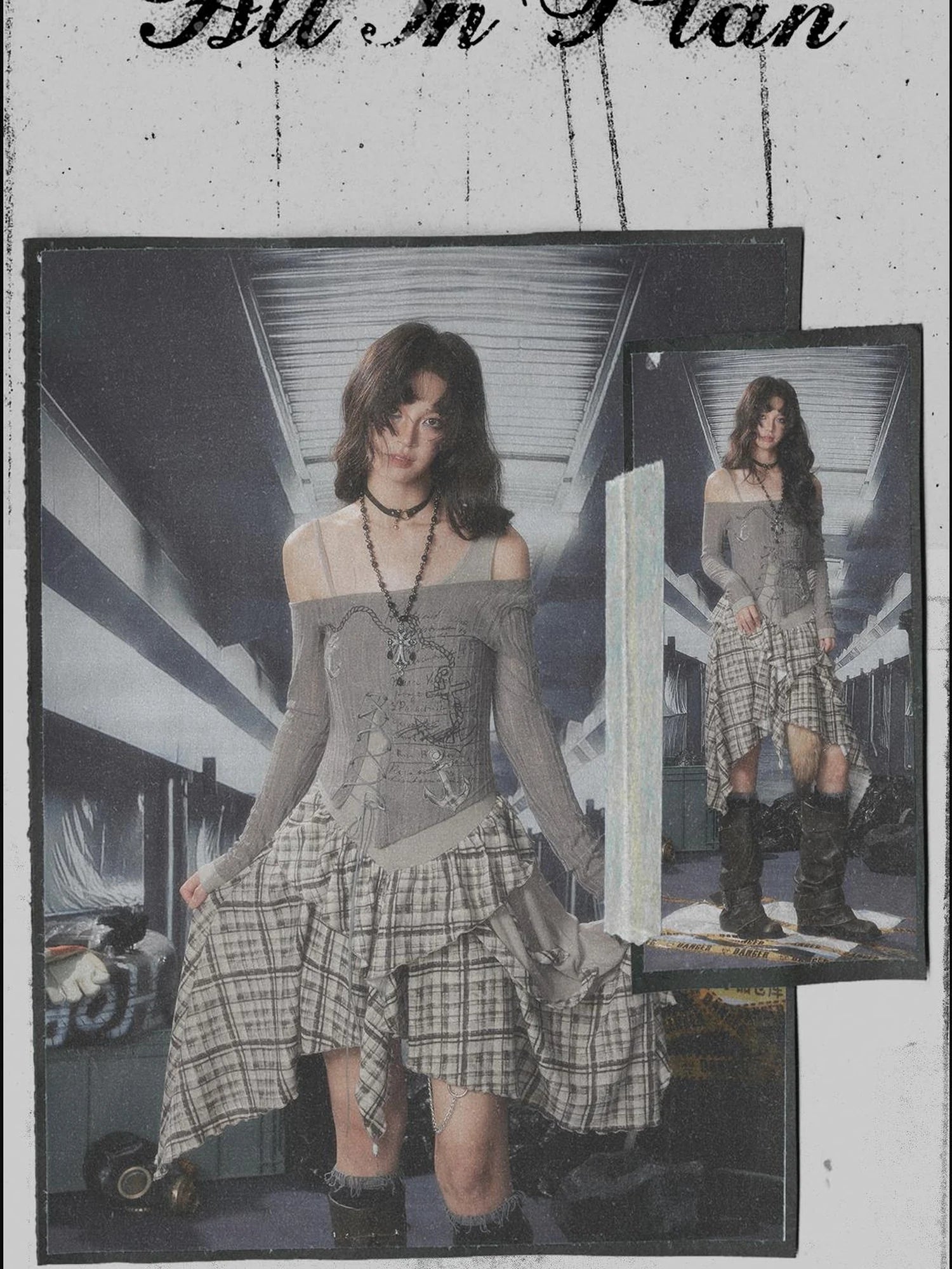 Acid Washed Asymmetrical Lace Ruffle Mini Dress