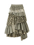 Acid Washed Asymmetrical Tiered Maxi Skirt