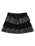 Acid Washed Distressed Denim Tiered Ruffle Skirt