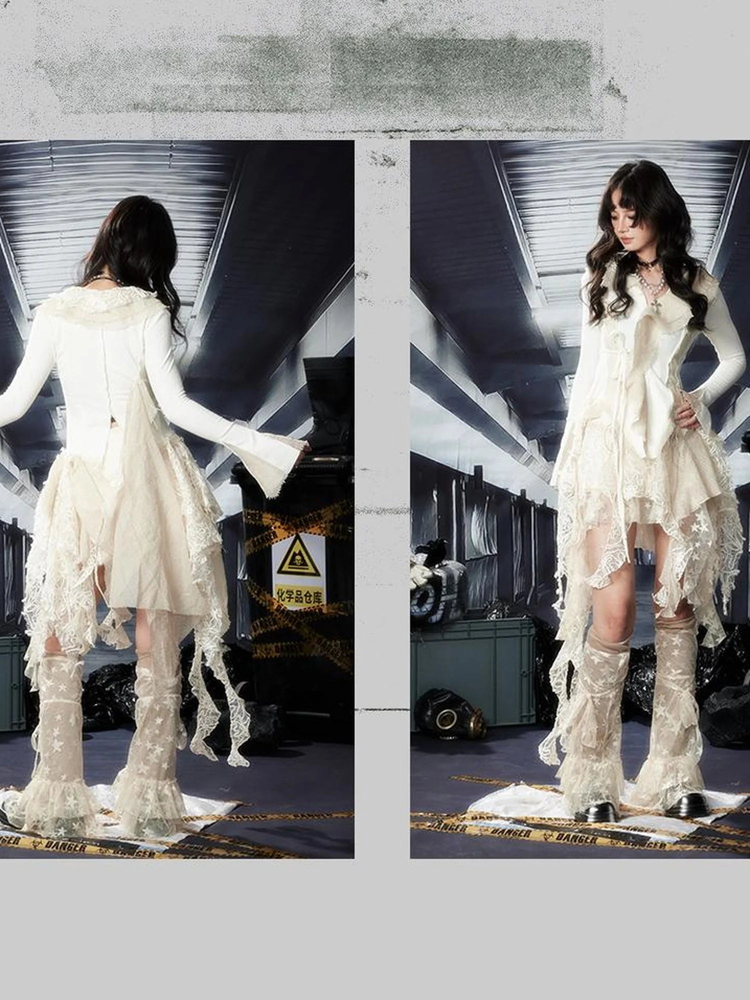 Acid Washed Lace Riot Knit Cardigan