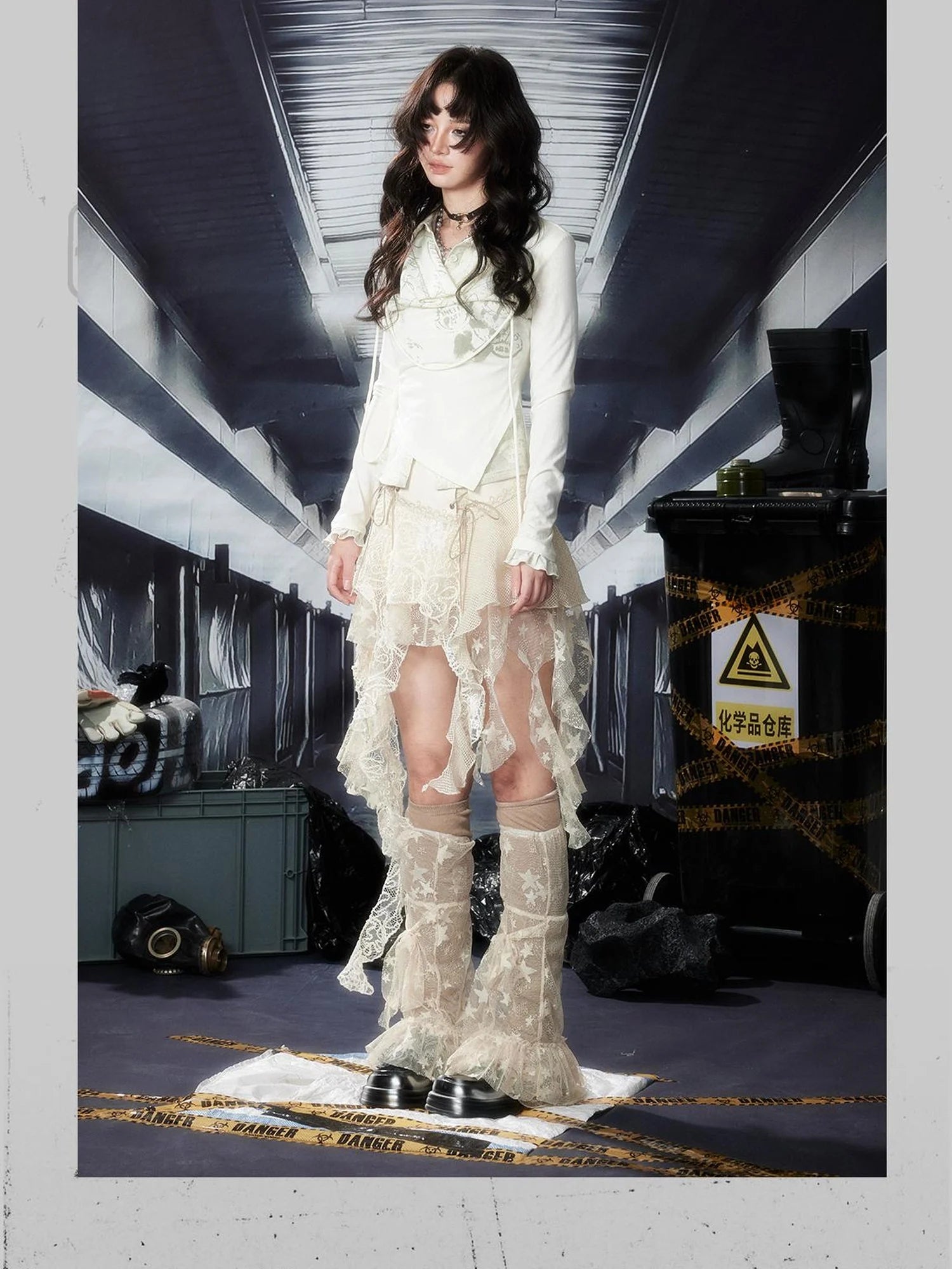 Acid Washed Riot Print Drop Shoulder Knit Top