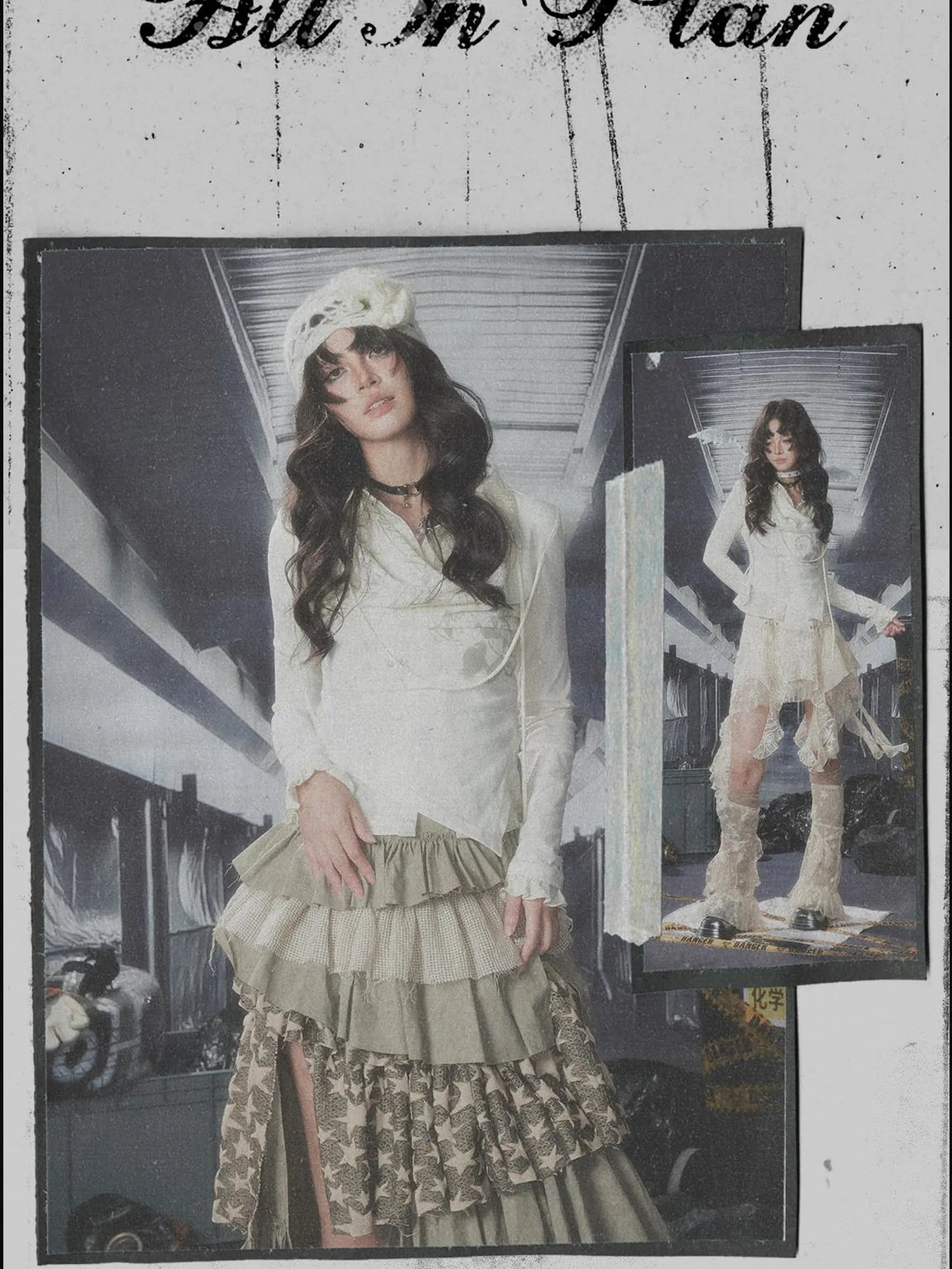 Acid Washed Riot Print Drop Shoulder Knit Top