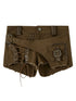 Asymm Lace Up Rivet Distressed Y2K Denim Shorts