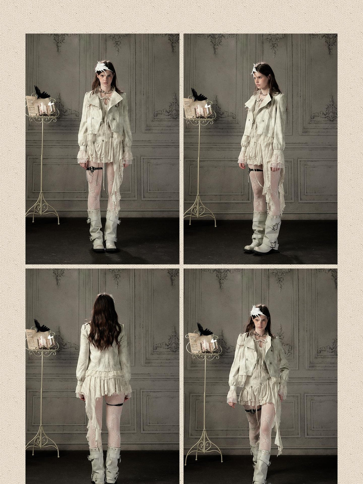 ALL iN plan Asymmetric Lace Lapel Slim Fit Women&