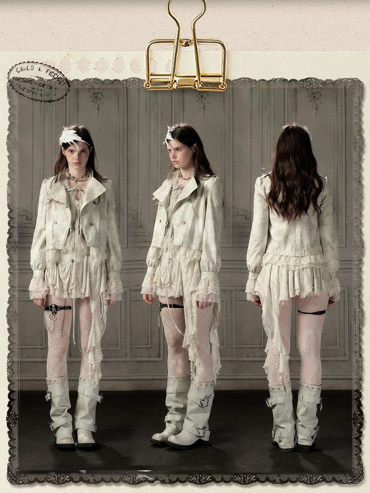 ALL iN plan Asymmetric Lace Lapel Slim Fit Women&